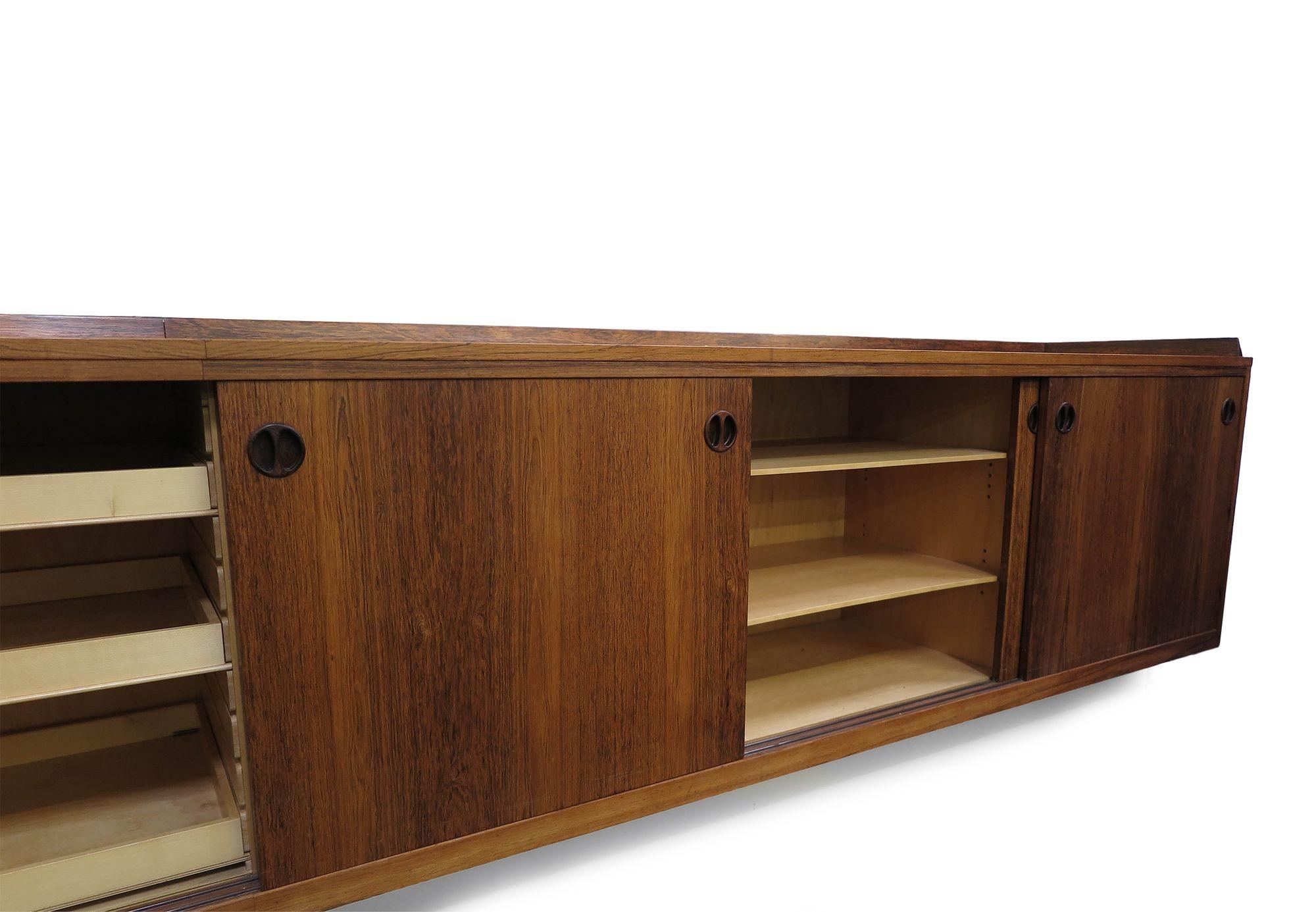 13' Danish Rosewood Wall Mount Sideboard For Sale 2