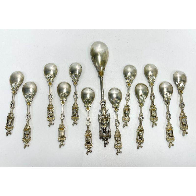 13 Dutch Silver Figural Apostle Berry or Ice Cream Flatware Set Spoons, 1847 5