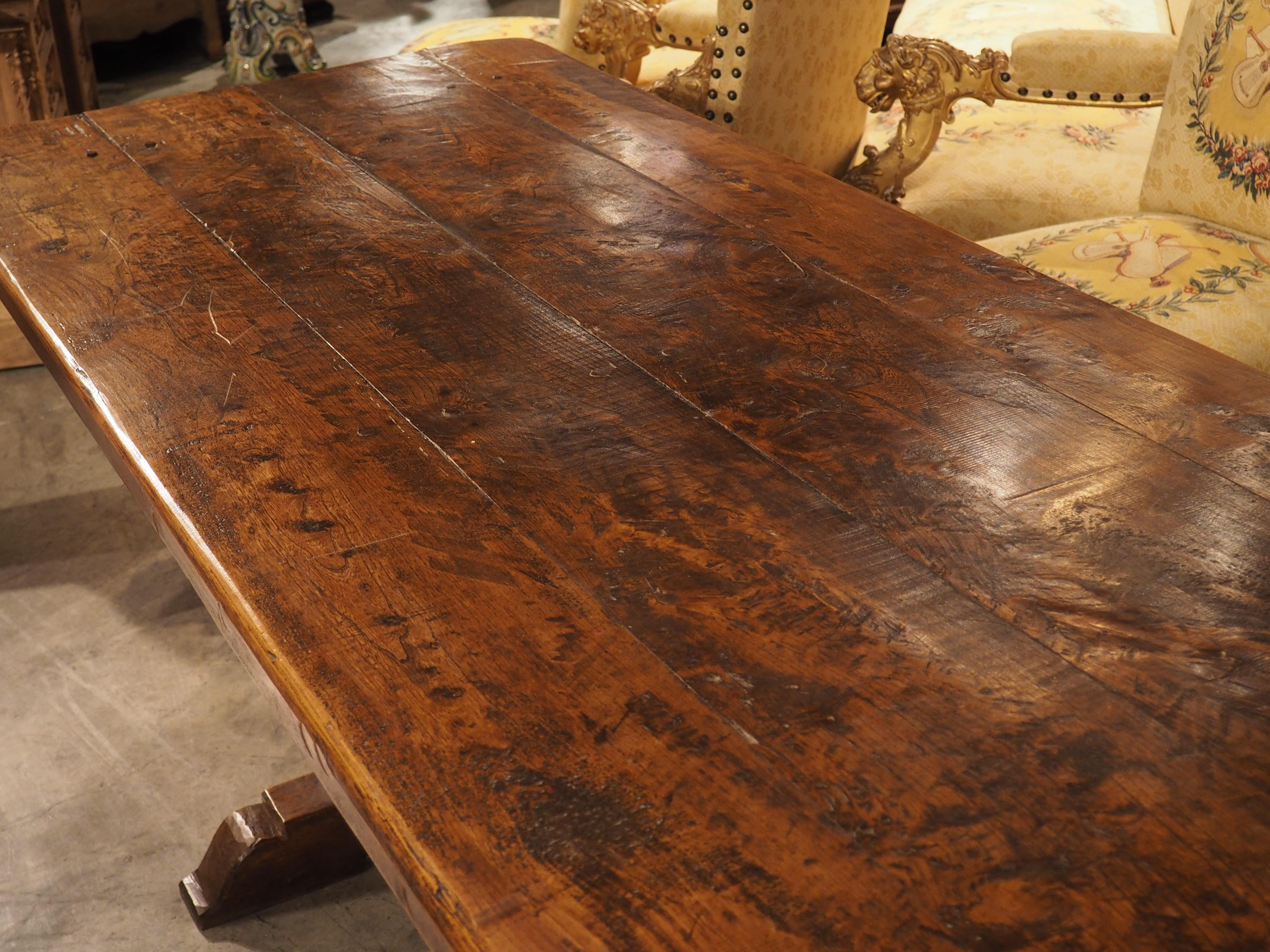 Hand-Carved Antique Chestnut Dining Table from a Chateau, Coat Nizan, Brittany