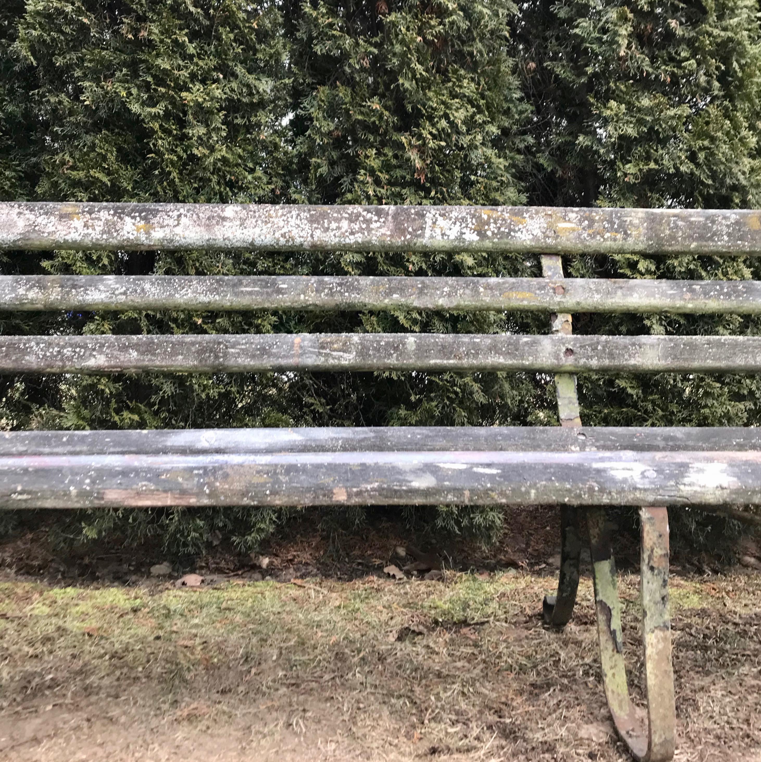 Long English 19th Century Wood and Wrought Iron Railway Station Bench 1