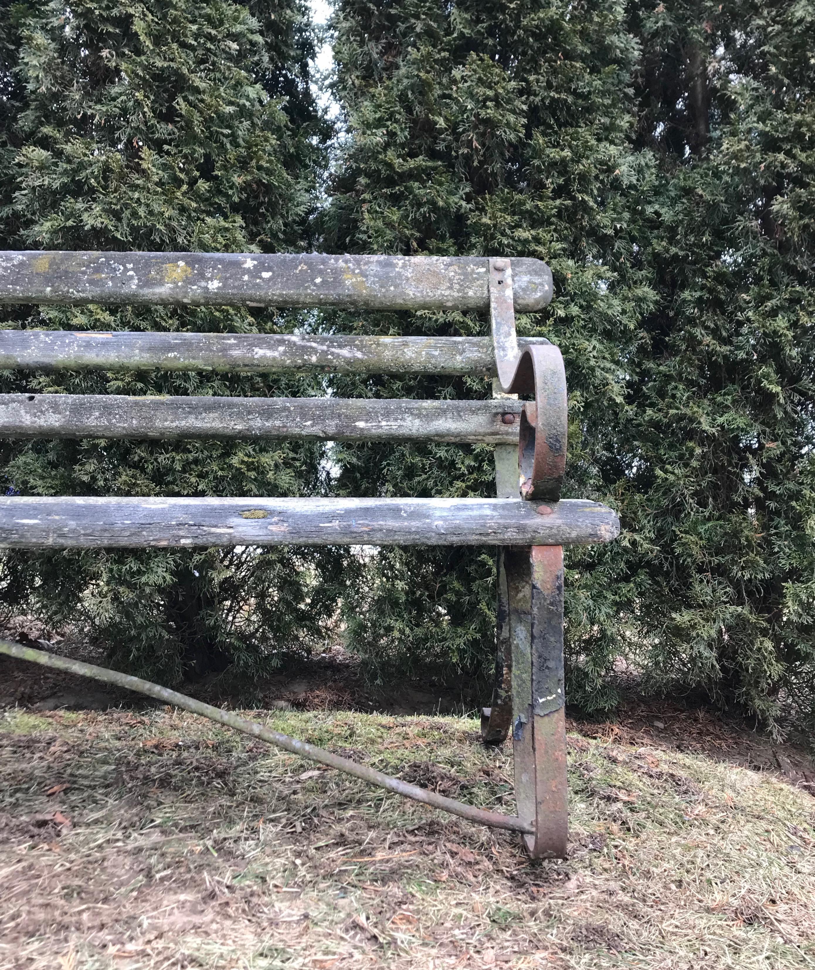 Long English 19th Century Wood and Wrought Iron Railway Station Bench 3