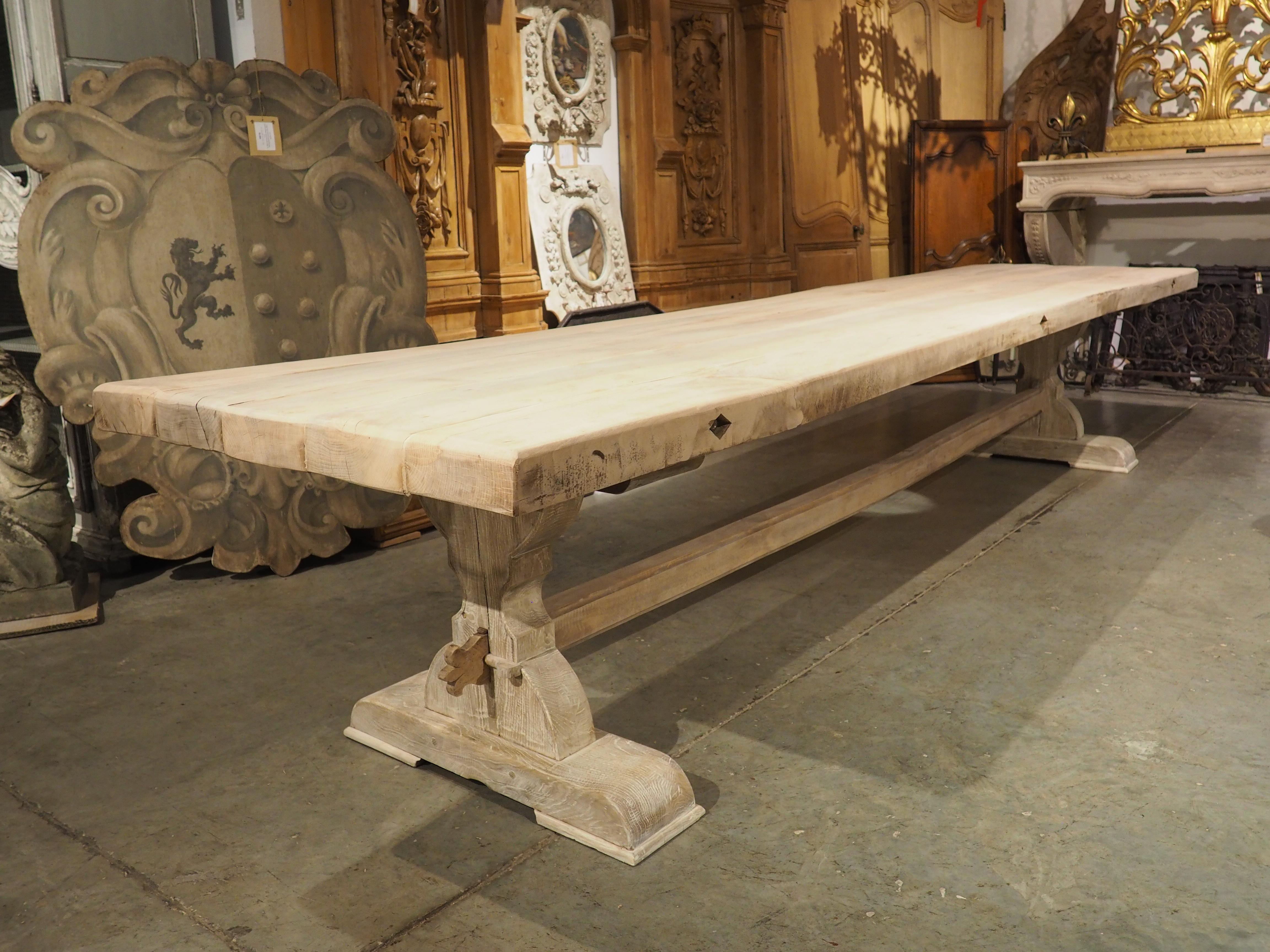13 Foot Long Walnut and Oak Monastery Style Dining Table from France, 1950s 11