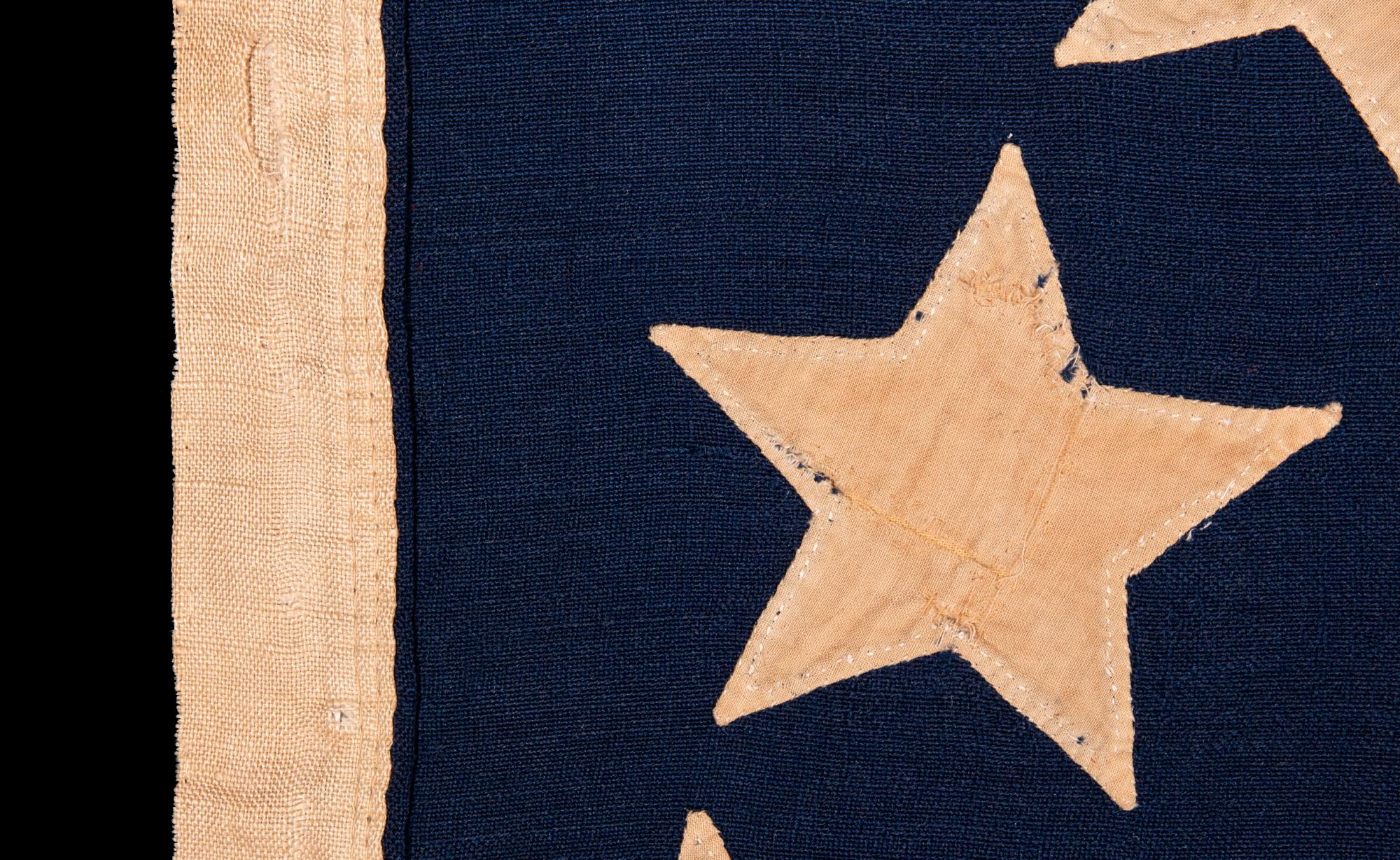 13 Hand-Sewn, Single-Appliqued Stars Above a Federal Eagle, NY, ca 1870-1880 In Good Condition In York County, PA