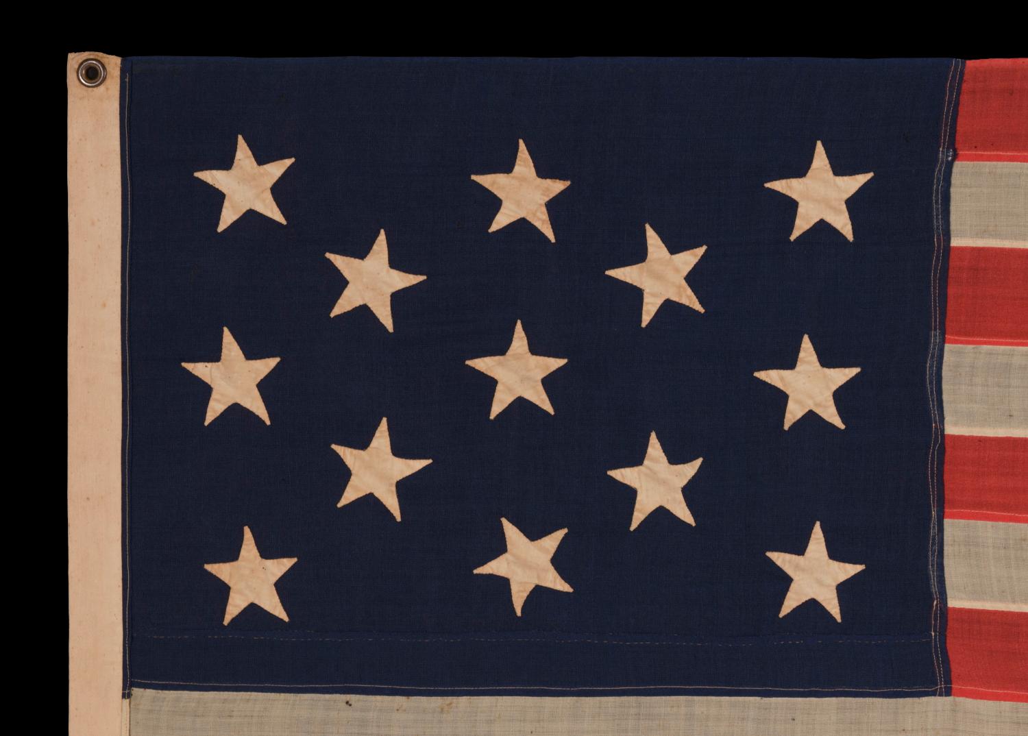 American 13 Hand Sewn Stars in a 3-2-3-2-3 Pattern on a U.S Navy Small Boat Ensign