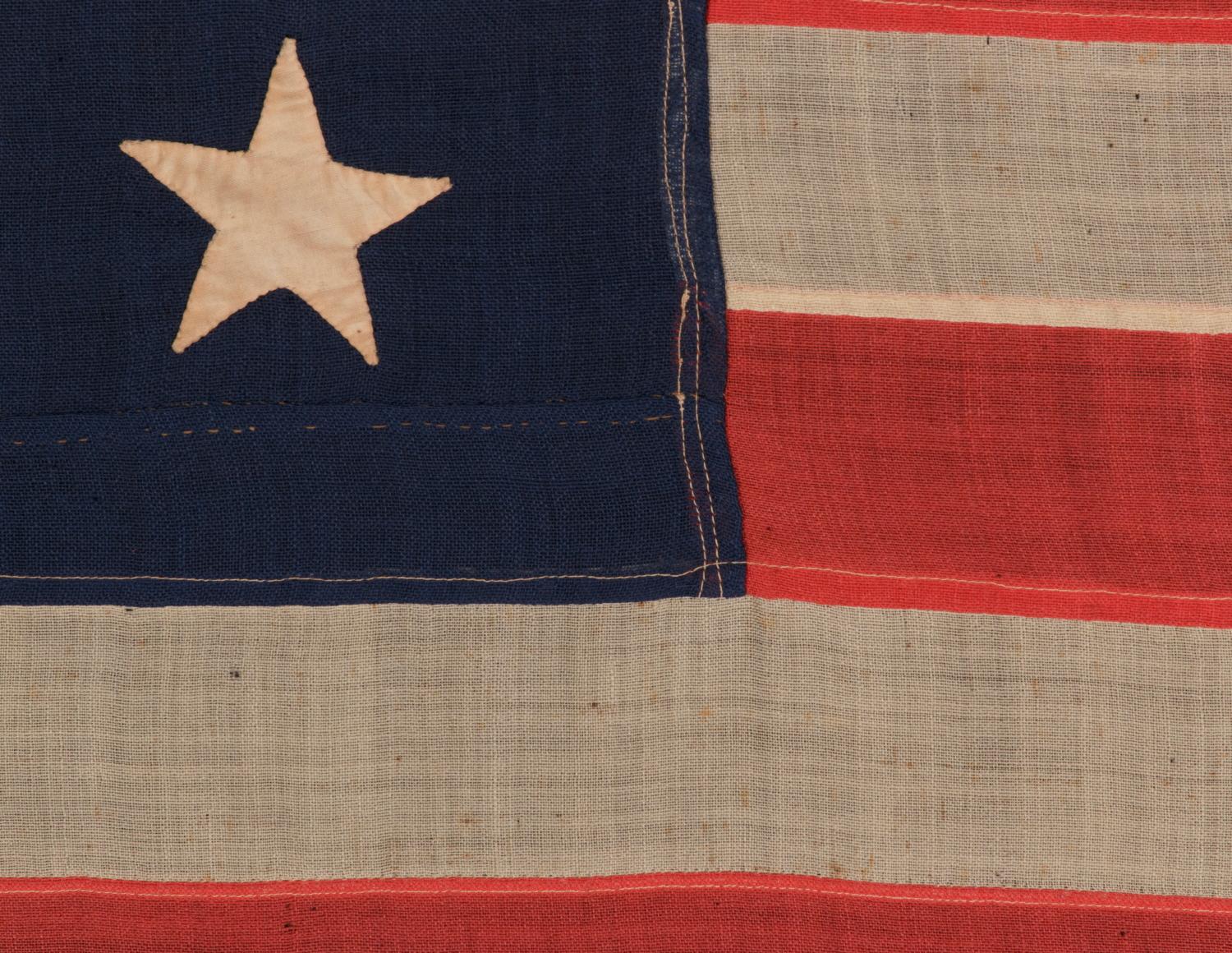 13 Hand Sewn Stars in a 3-2-3-2-3 Pattern on a U.S Navy Small Boat Ensign In Good Condition In York County, PA