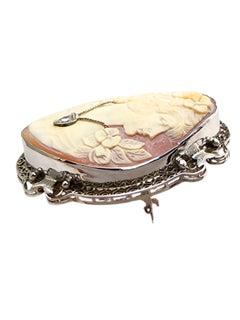 13 Karat Weißgold Diamant-Kamee-Anhänger/Brosche #24258