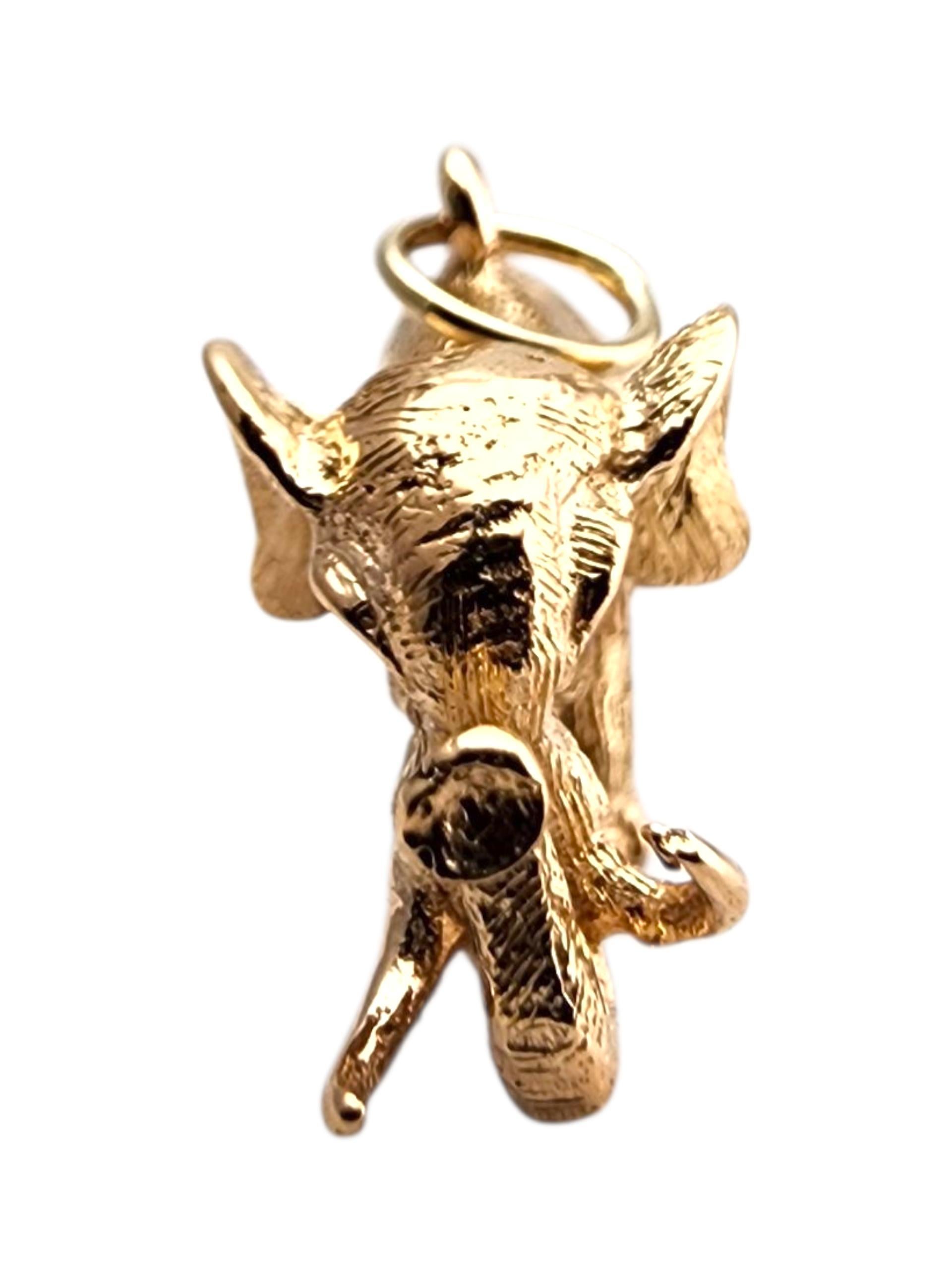 13 Karat Yellow Gold Articulating Elephant Charm #23904 in vendita 2