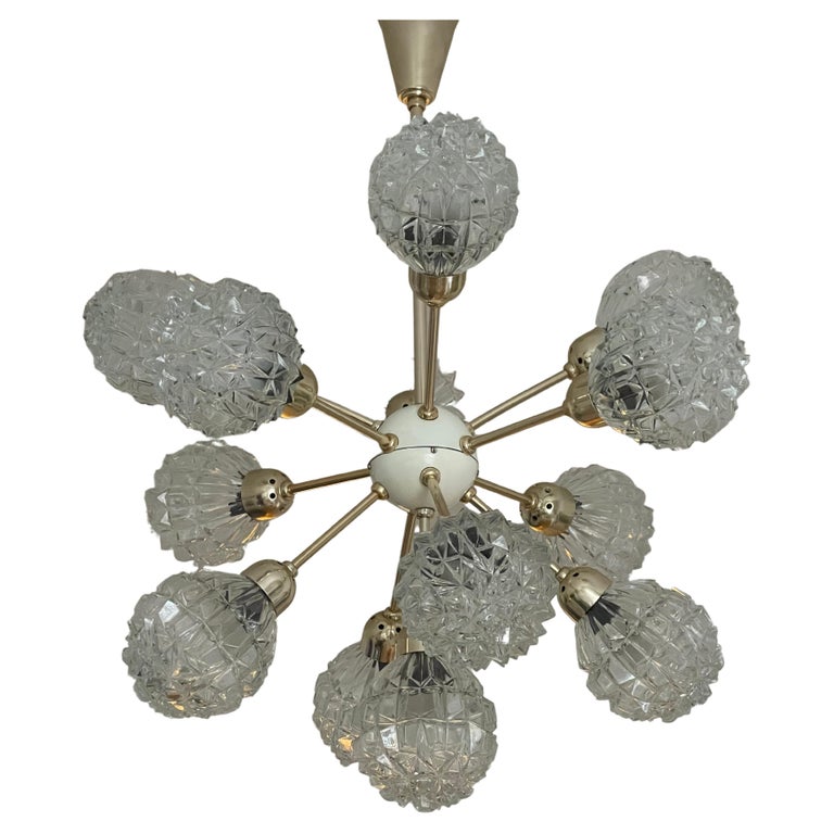 13, Light Glass Globe Sputnik Chandelier by Richard Essig, Germany
