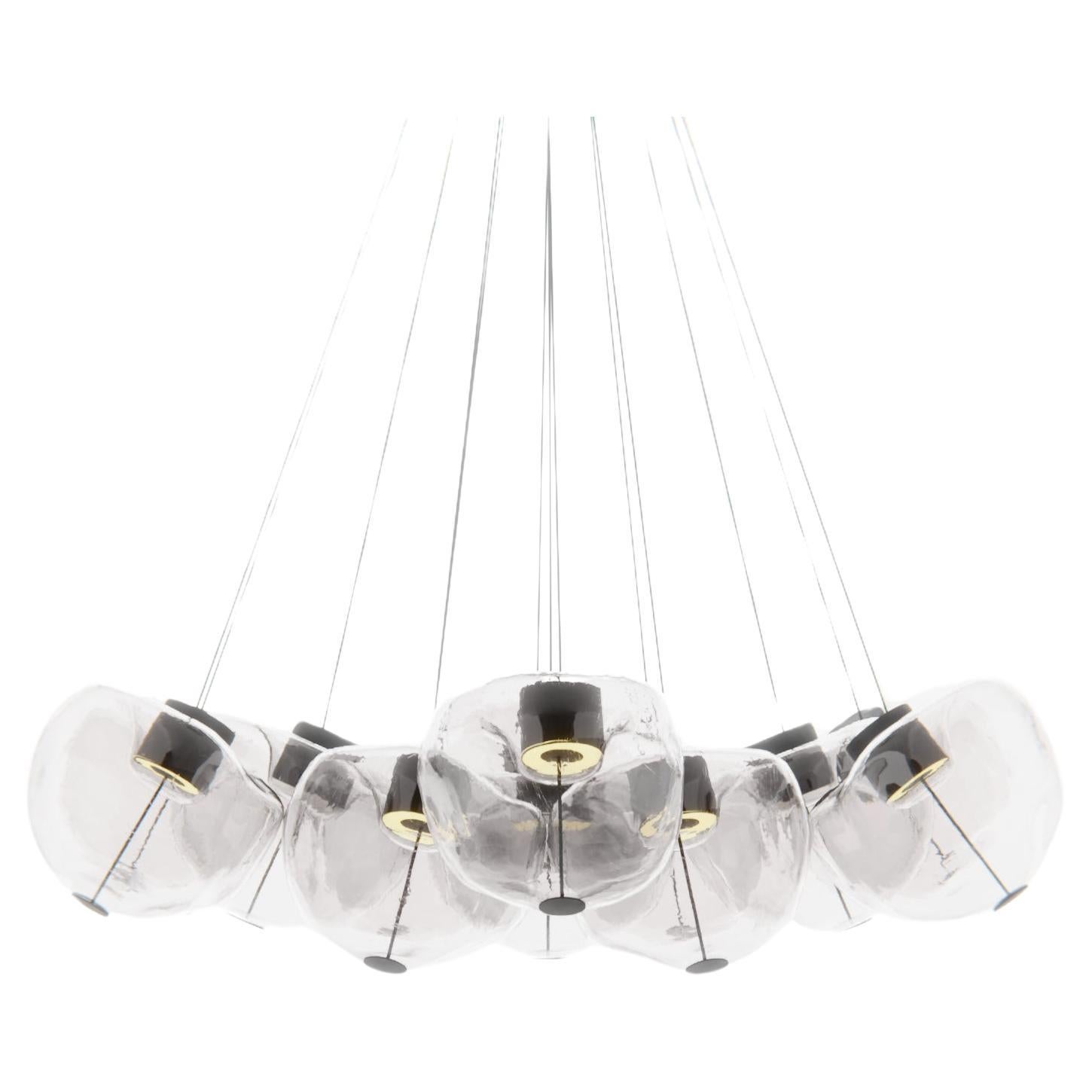 13 lights artistic Murano glass chandelier with amorphous spheres For Sale