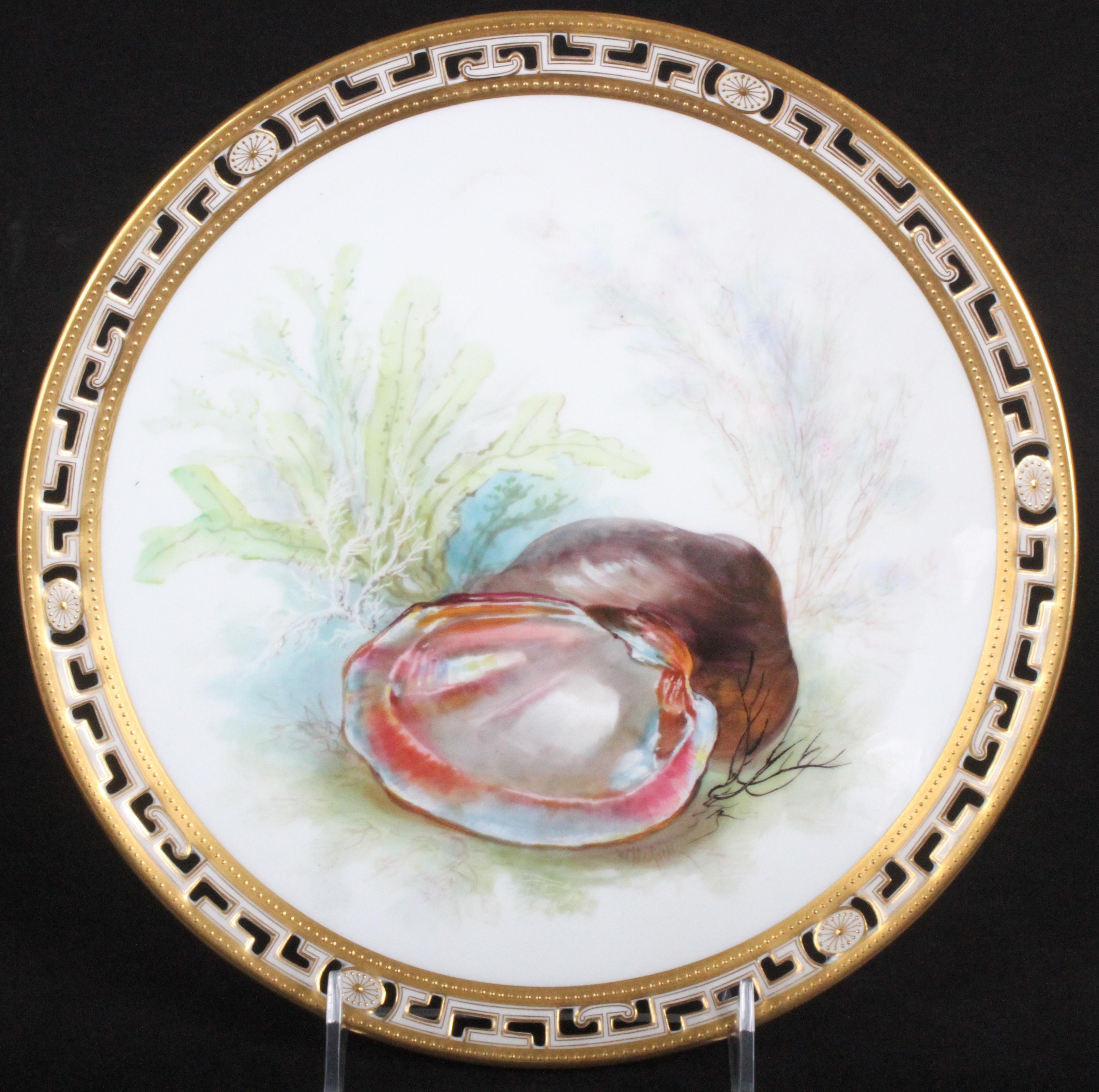 13 Minton Tropical Aquatic Cabinet Plates by Artist William Mussill For Sale 3