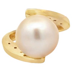 13 MM Anillo Diamante Perla Oro Amarillo 18k