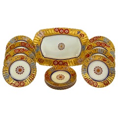 13 Pc. Vienna Imperial Aesthetic Movement Gilt Polychrome Enamel Dessert Service
