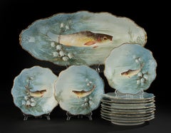 13-Piece Antique Porcelain Fish Service - Limoges
