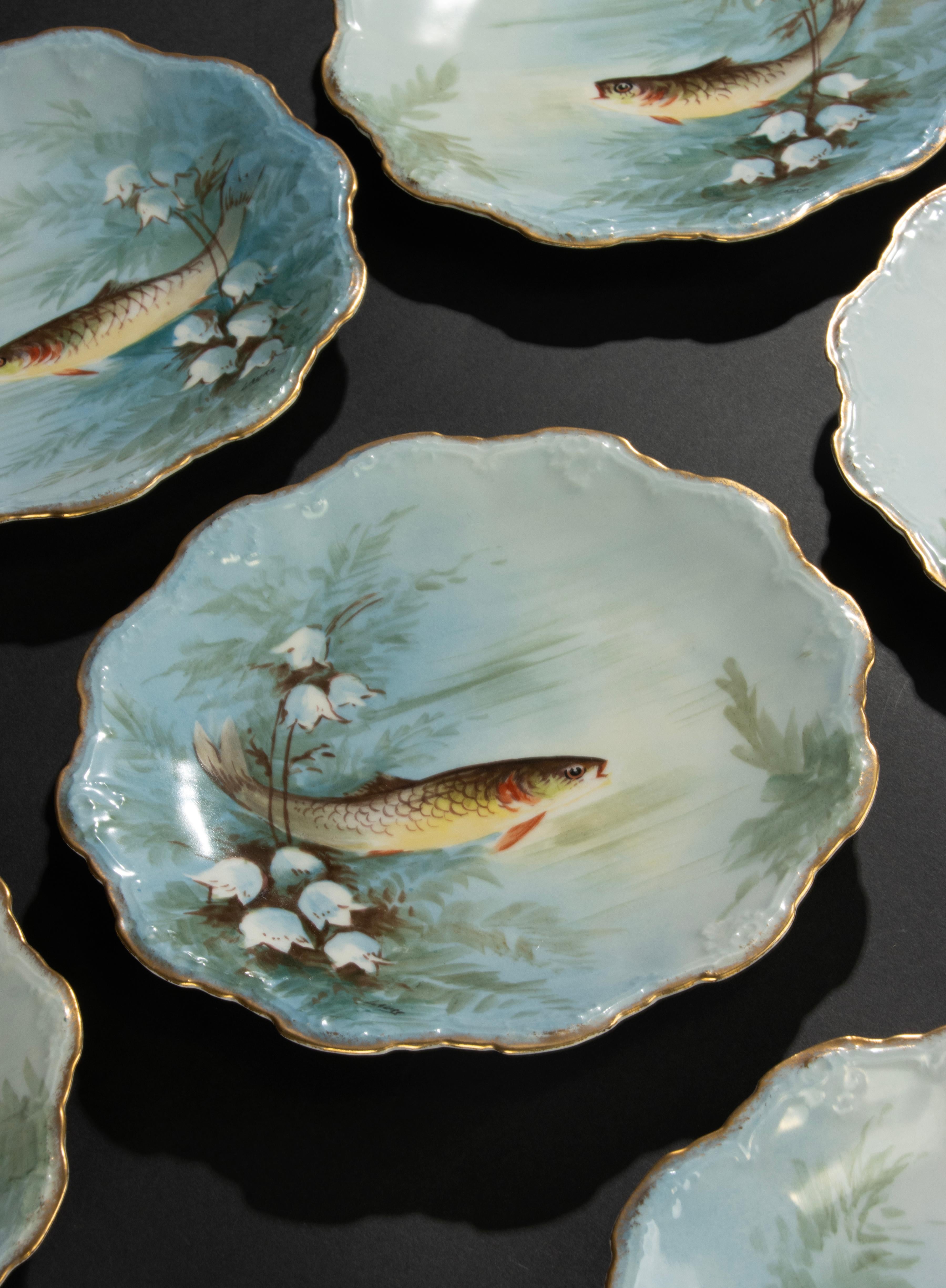13-Piece Antique Porcelain Fish Service - Limoges 4