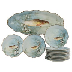 13-Piece Antique Porcelain Fish Service - Limoges