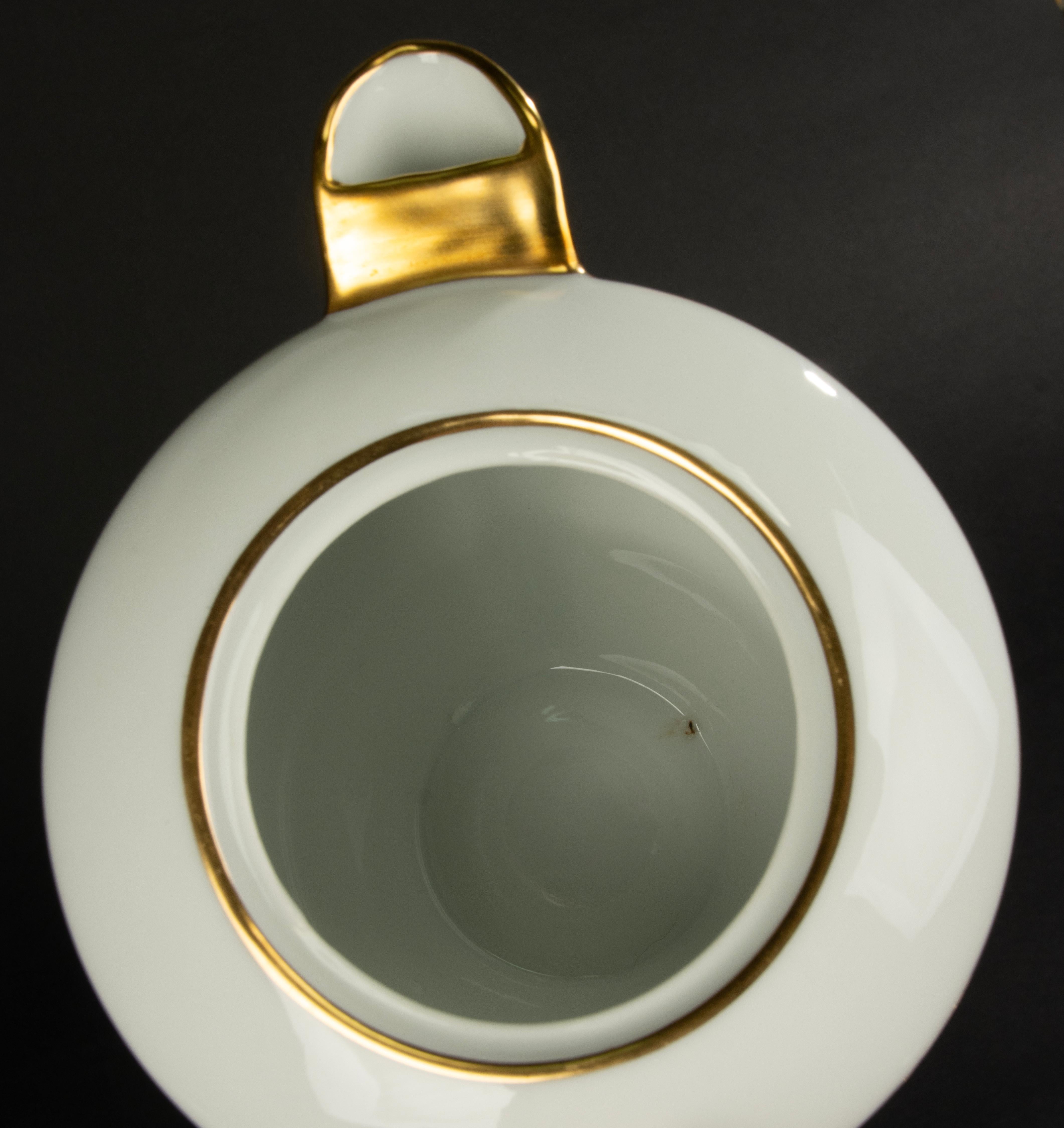 13-Piece Art Deco Tea Set - Limoges Porcelain - White and Gold For Sale 8