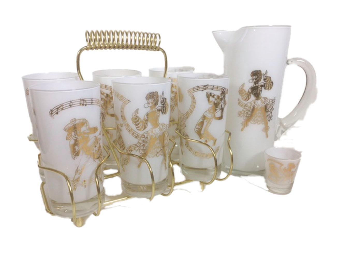 13 Piece Calypso Performer, Cocktail Bar Suite Shaker, Pitcher and Glasses In Good Condition For Sale In Nantucket, MA