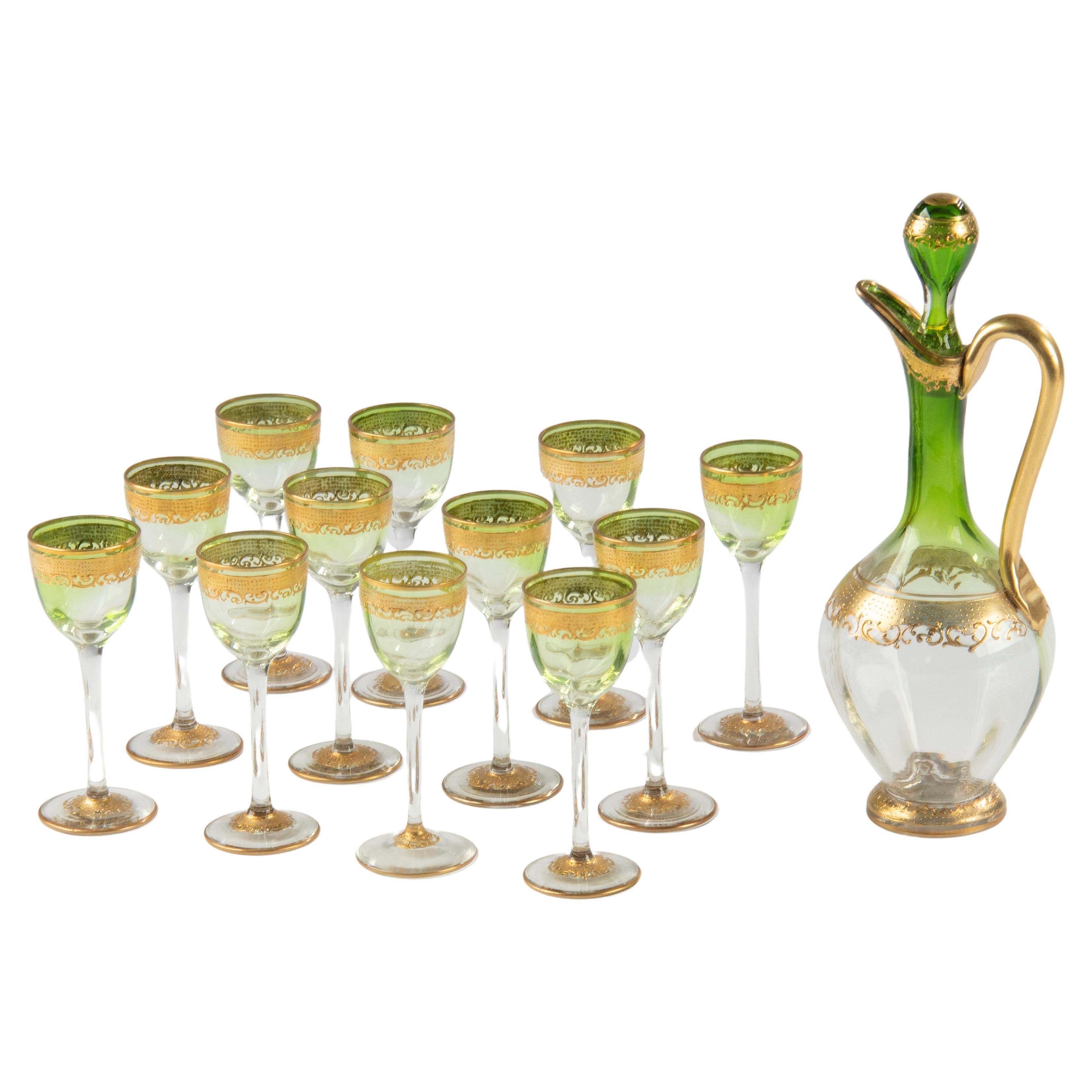 13-Piece Early 20th Century Crystal Liquor Set - Moser For Sale