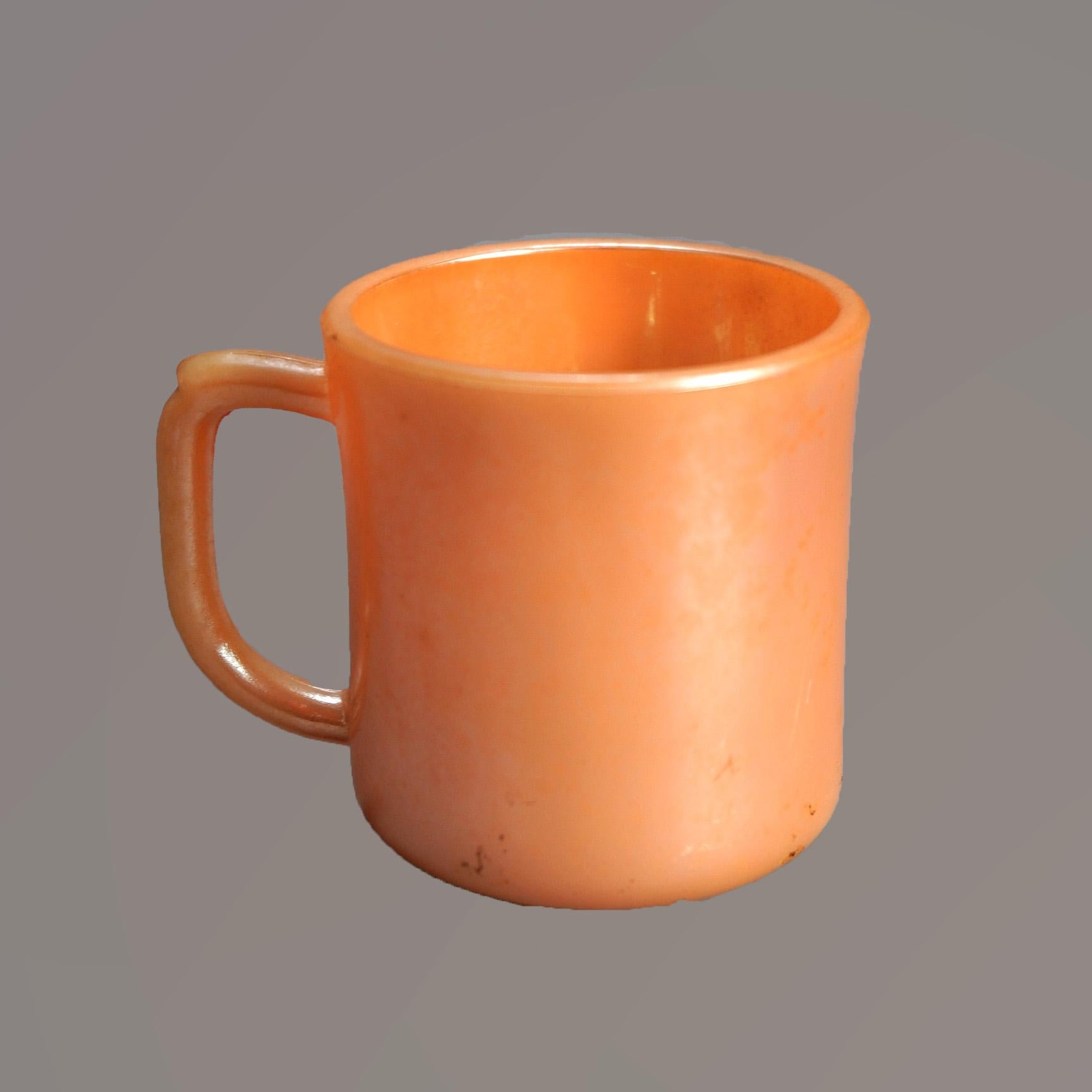 Verre Ensemble de 13 pièces en verre lustré orange, bol à punch Eggnog C1930 en vente