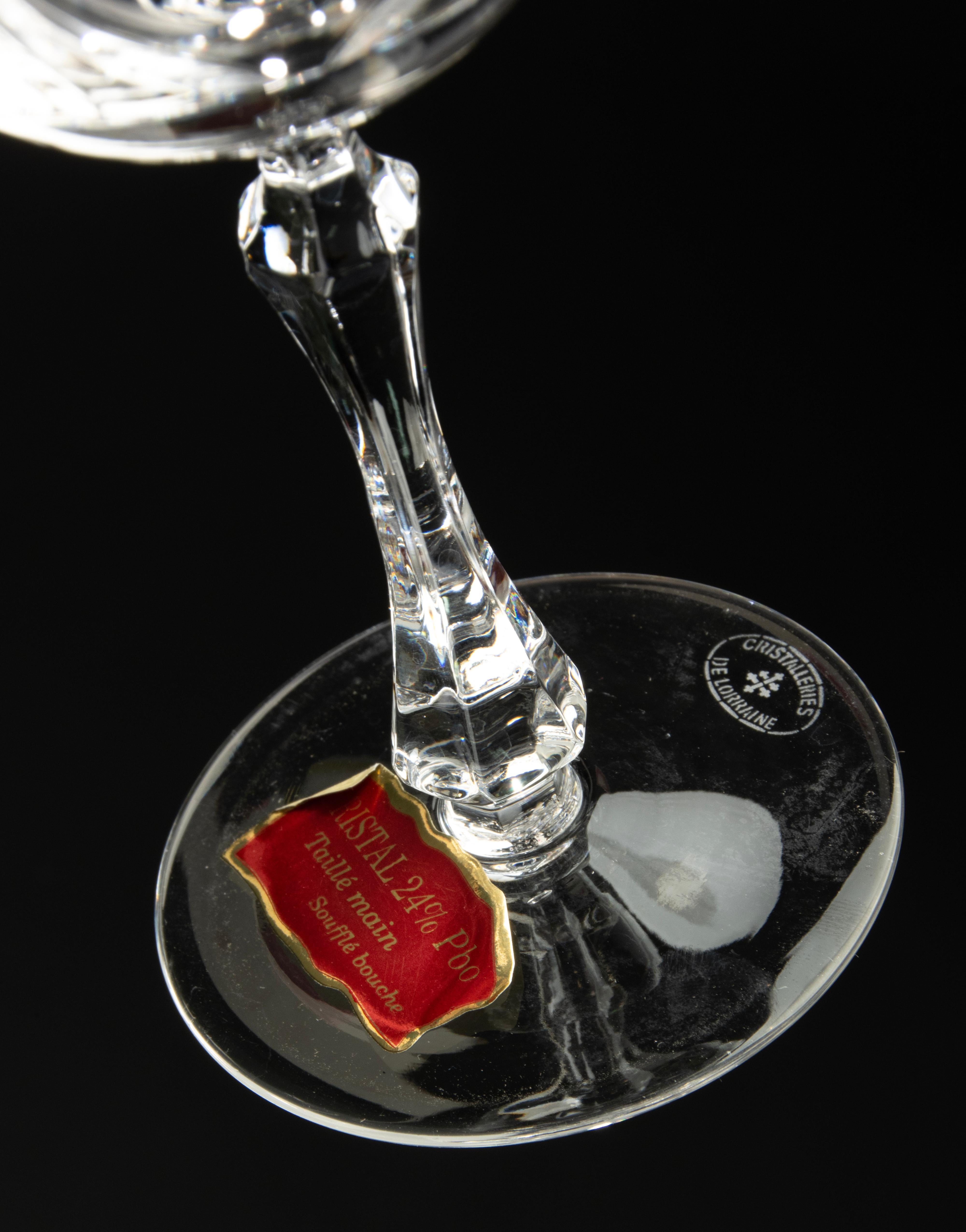 Juego de 13 copas de cristal para vino - Cristallerie De Lorraine mediados del siglo XX en venta