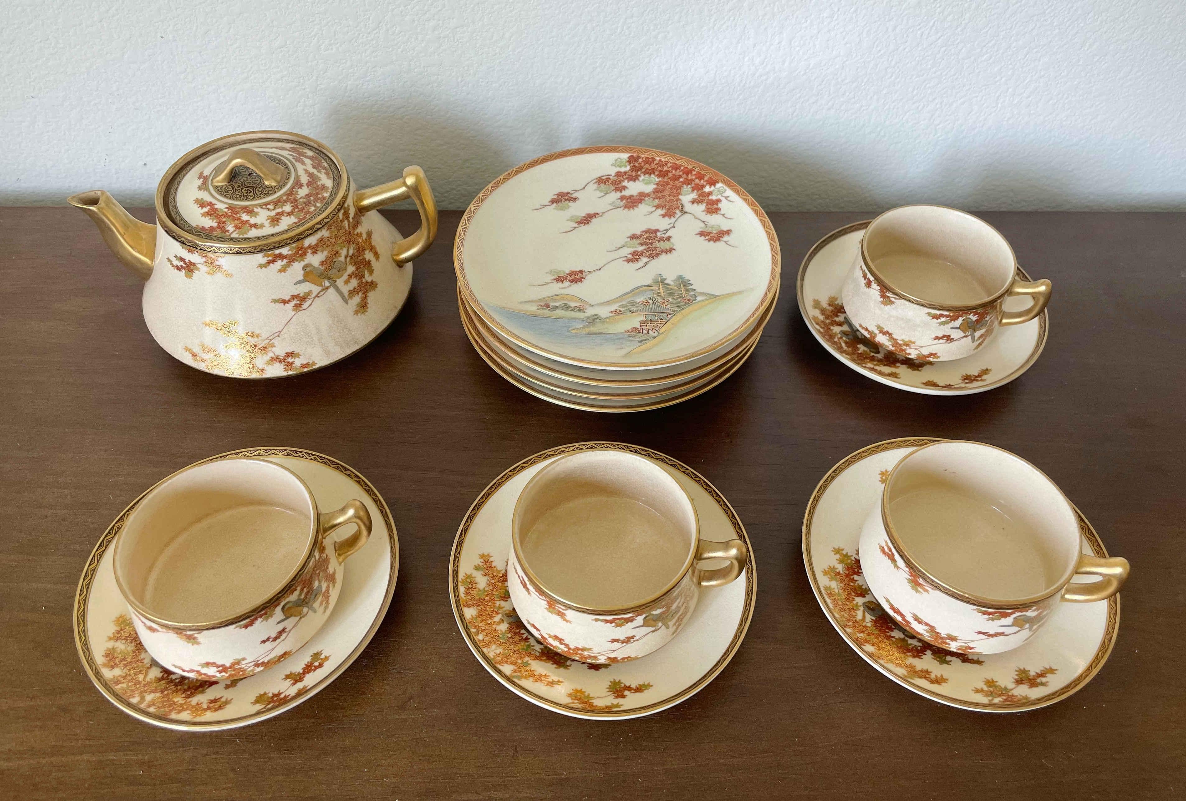 antique japanese tea set markings