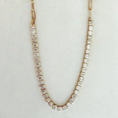 13 Pointer Emerald Cut 14K Gold Choker Necklace