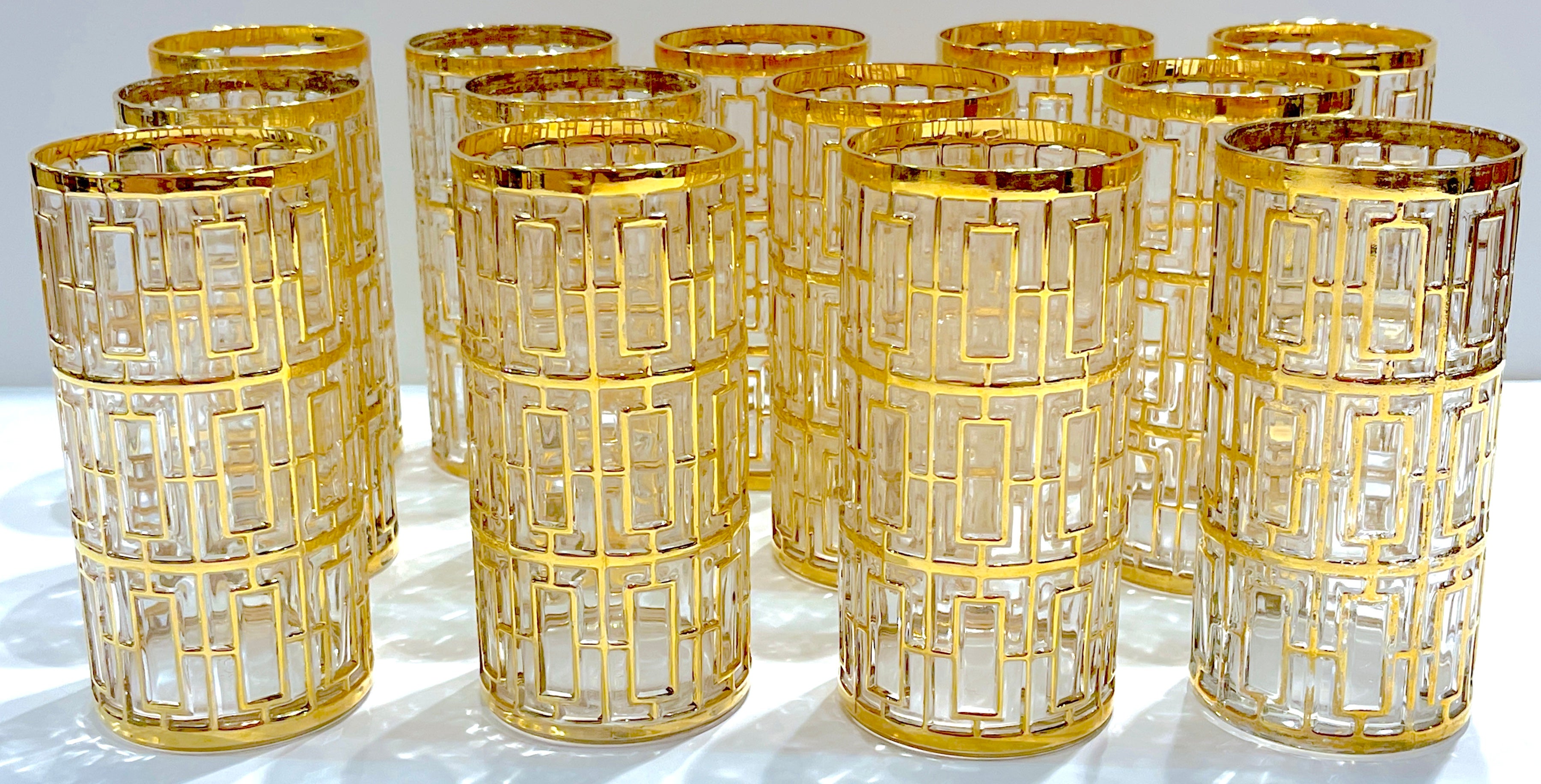 Mid-Century Modern 13 verres Shoji Gold Highball de Imperial Glass en vente