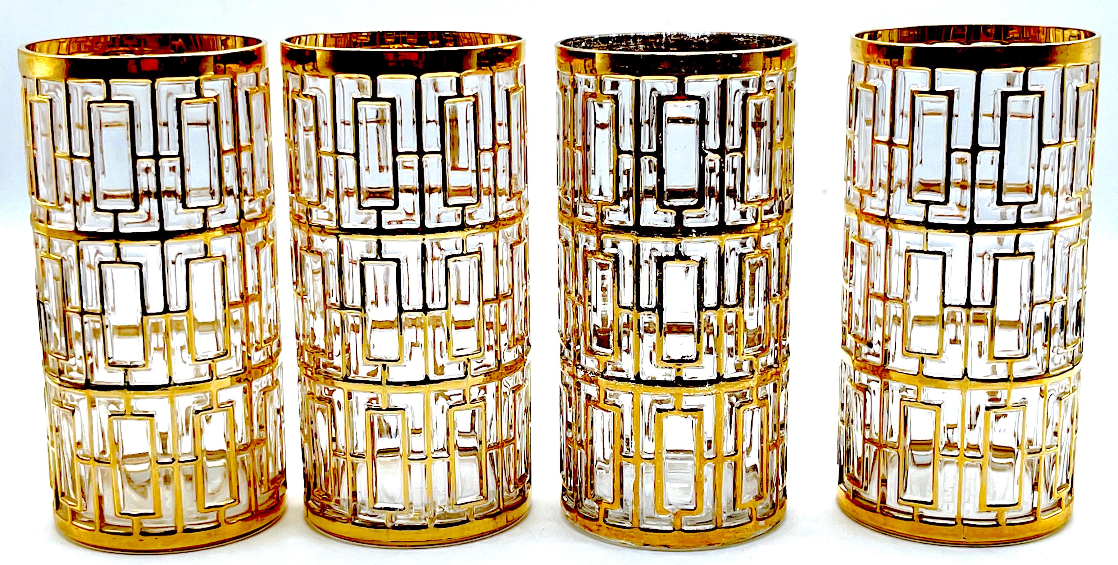 20ième siècle 13 verres Shoji Gold Highball de Imperial Glass en vente