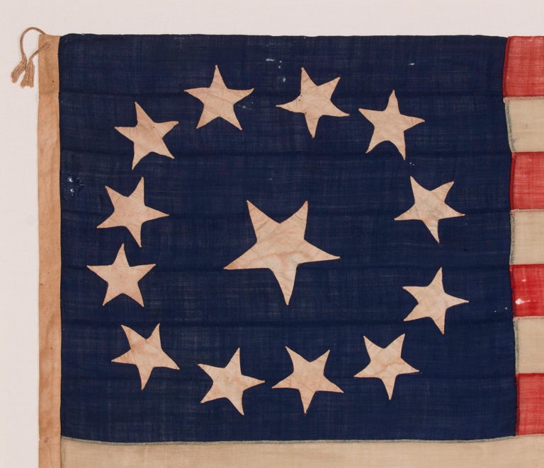 13 Star, 3rd MD Pattern, HandSewn Antique American Flag, Civil War Era