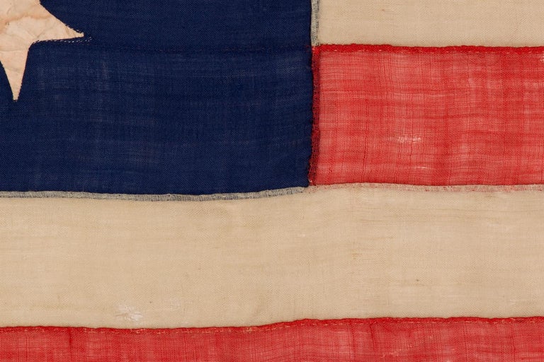 13 Star, 3rd MD Pattern, Hand-Sewn Antique American Flag, Civil War Era ...