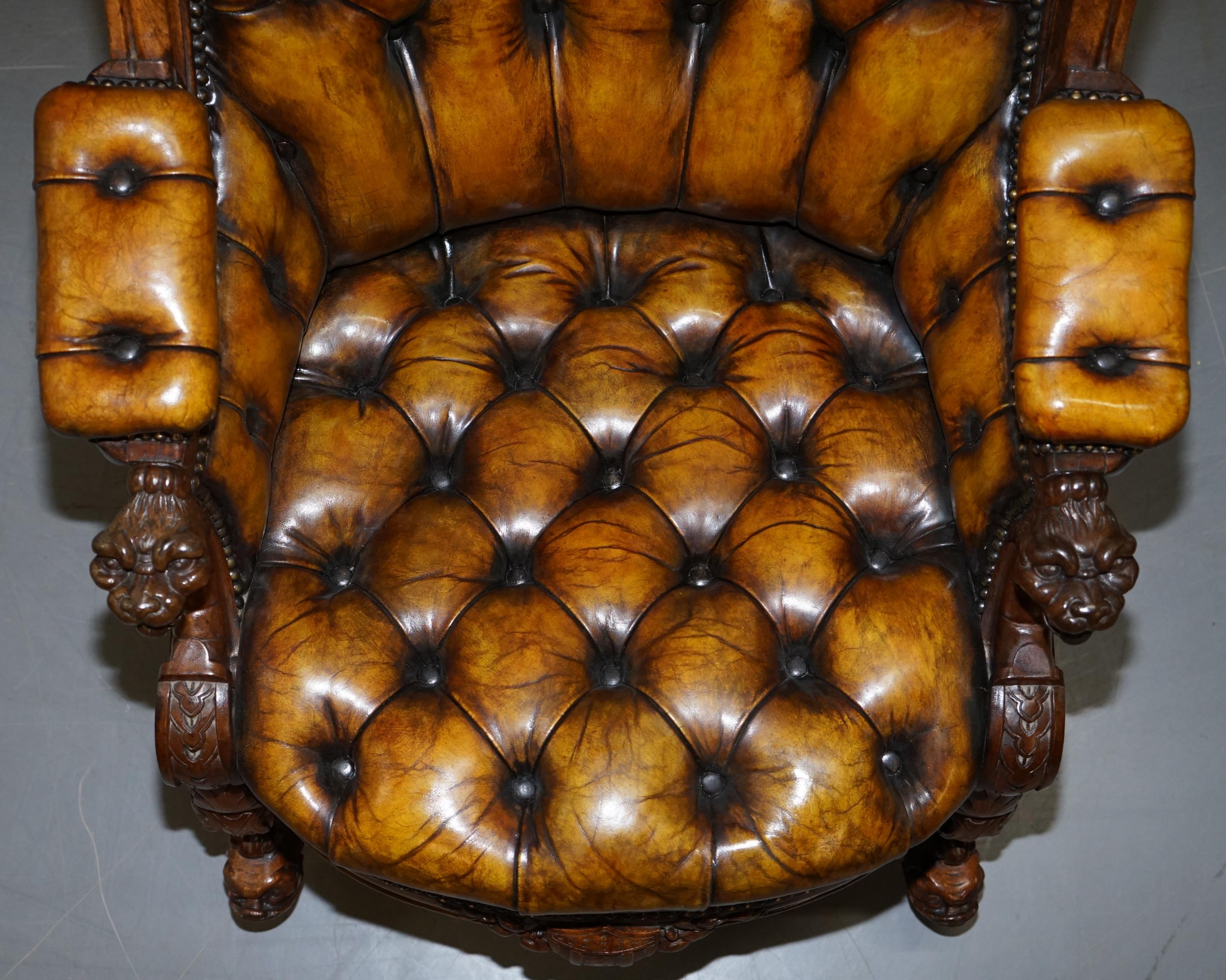 Hand-Carved 13 Star American Flag & Eagle 1830 Hand Carved Chesterfield Rocking Armchair