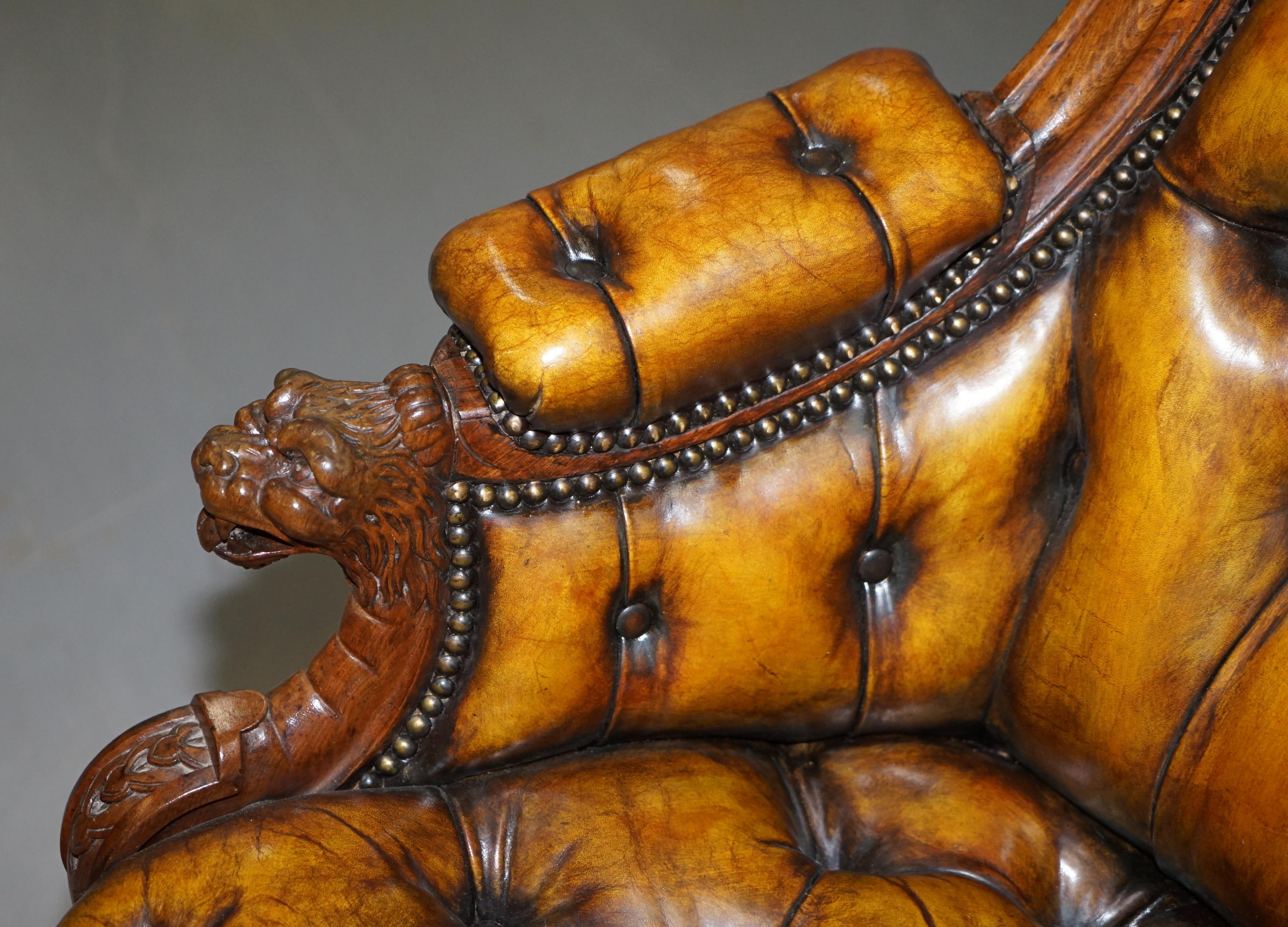 Mid-19th Century 13 Star American Flag & Eagle 1830 Hand Carved Chesterfield Rocking Armchair