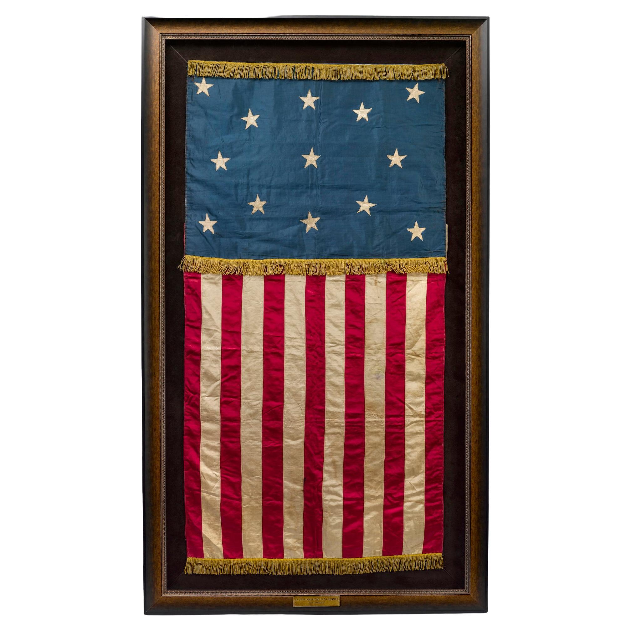 13-Star American Flag Silk Banner, circa 1876-1900