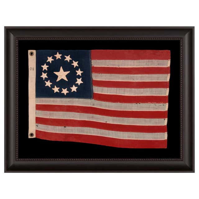 13 Star, 3rd MD Pattern, Hand-Sewn Antique American Flag, Civil War Era ...