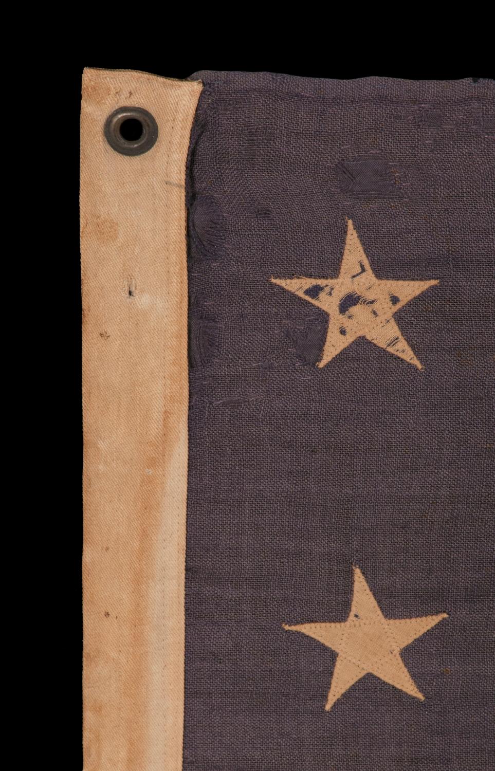 13 Star American Flag with Stars in a 3-2-3-2-3 Pattern on a Dusty Blue Canton In Good Condition In York County, PA