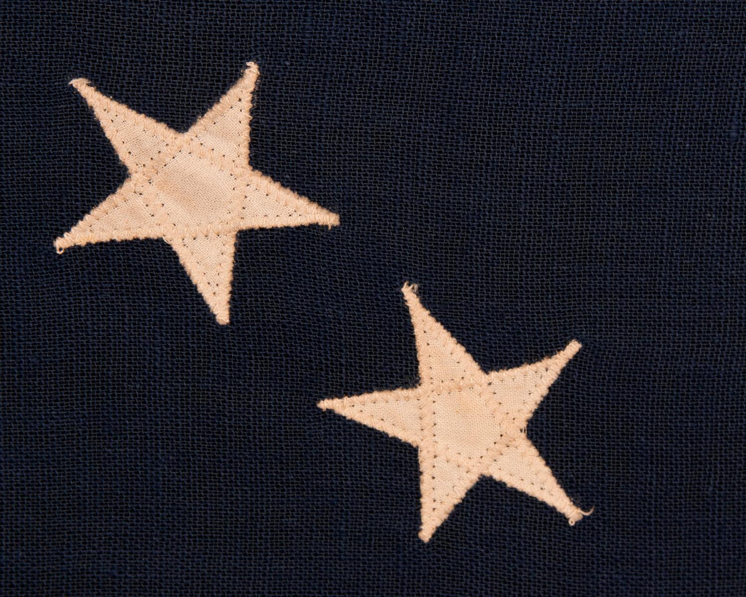 13 Star American Flag with Stars Sewn in the Betsy Ross Pattern In Good Condition In York County, PA