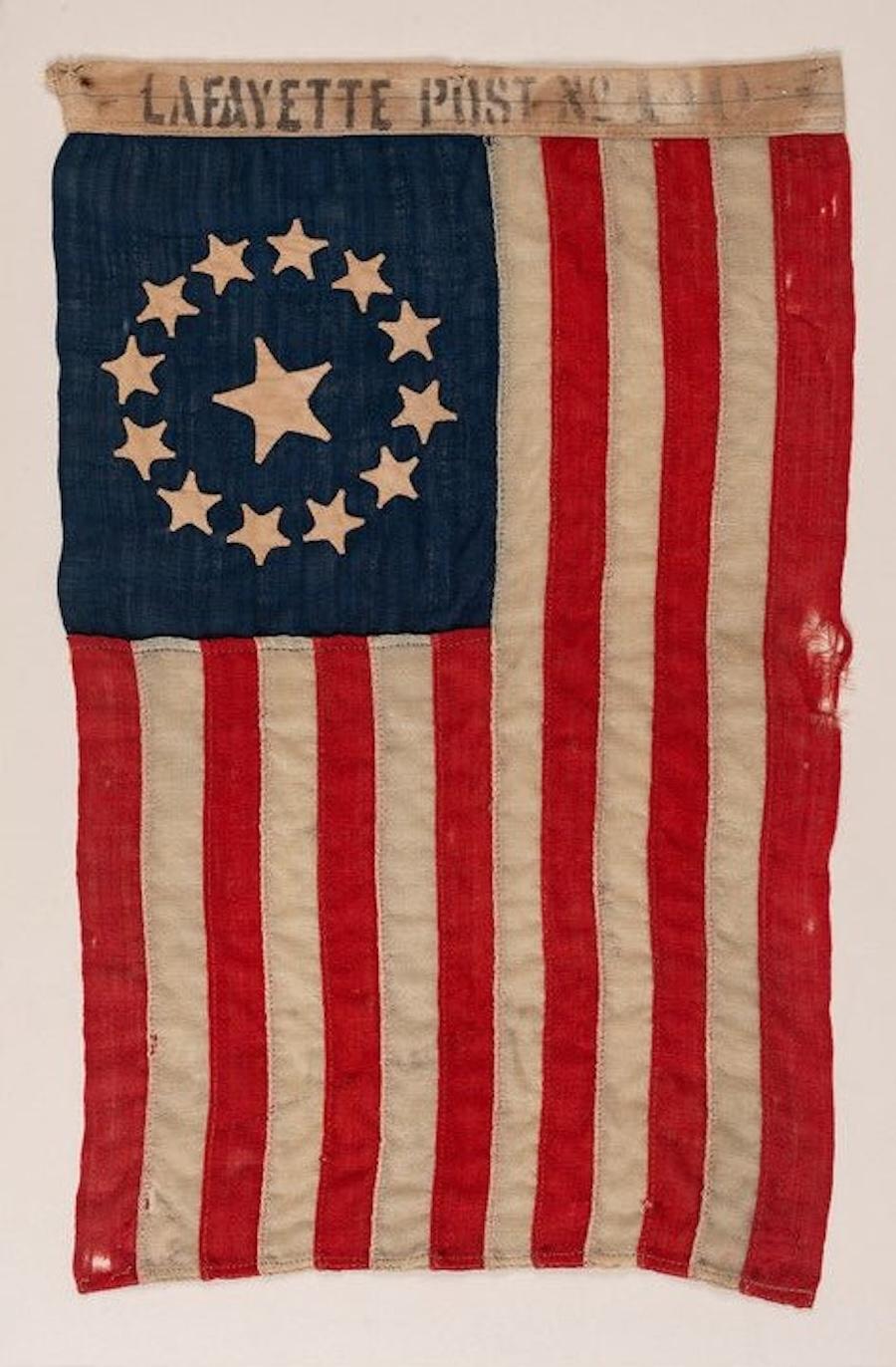 Hand-Crafted 13-Star American Parade Flag, 1860
