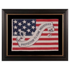 13 Star American Parade Flag with Rare Design, Ca 1888 Ex Richard Pierce