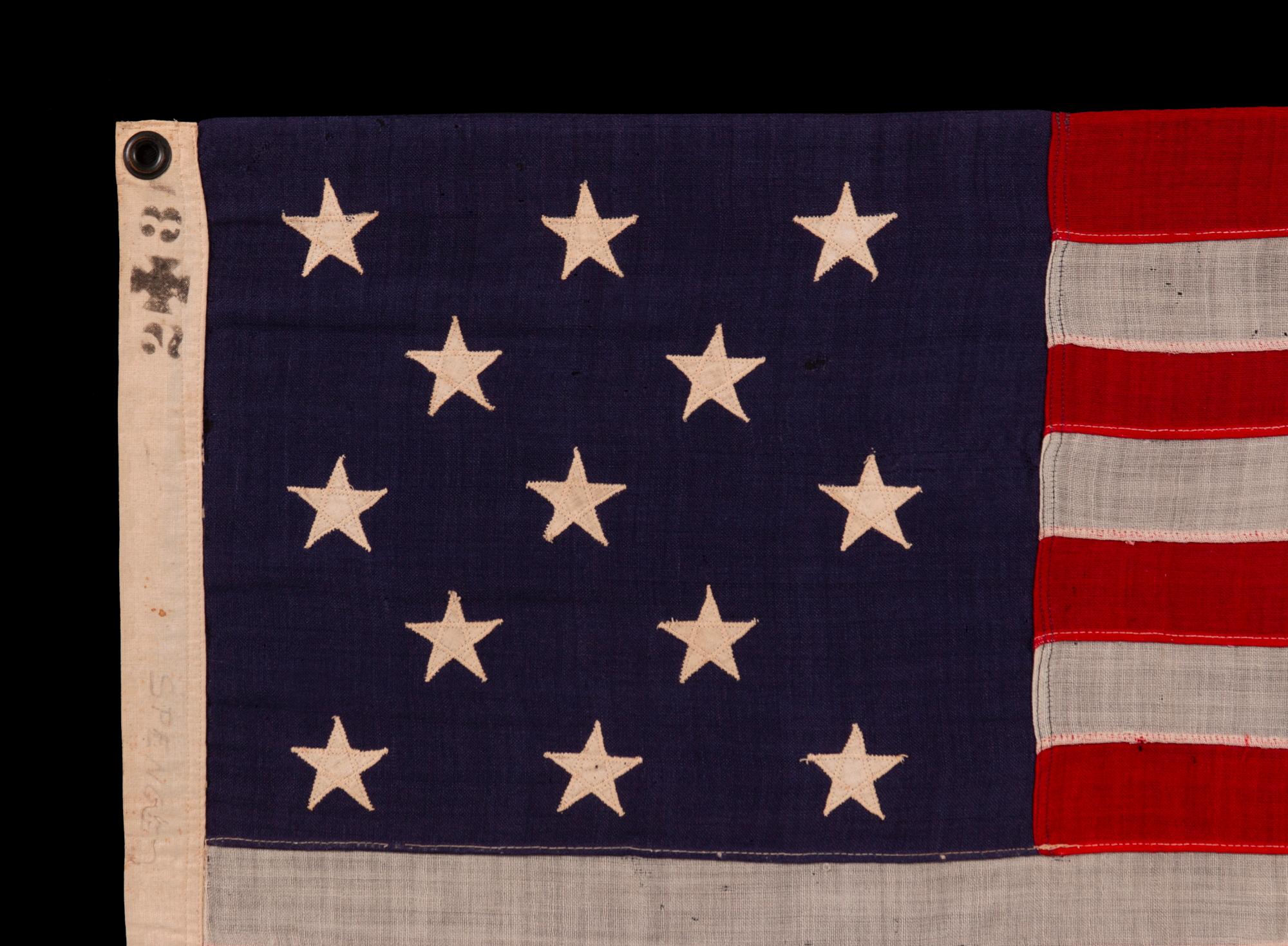 Américain Drapeau américain antique à 13 étoiles, avec inscription 