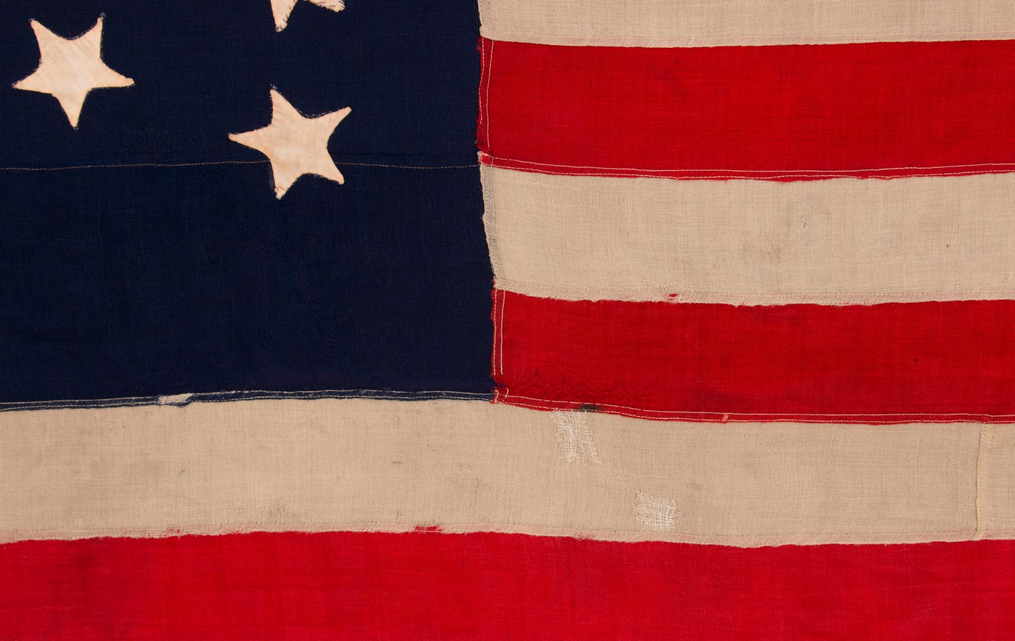 13 Star Antique American Flag with a Narrow Star Presentation, ca 1876 In Good Condition For Sale In York County, PA