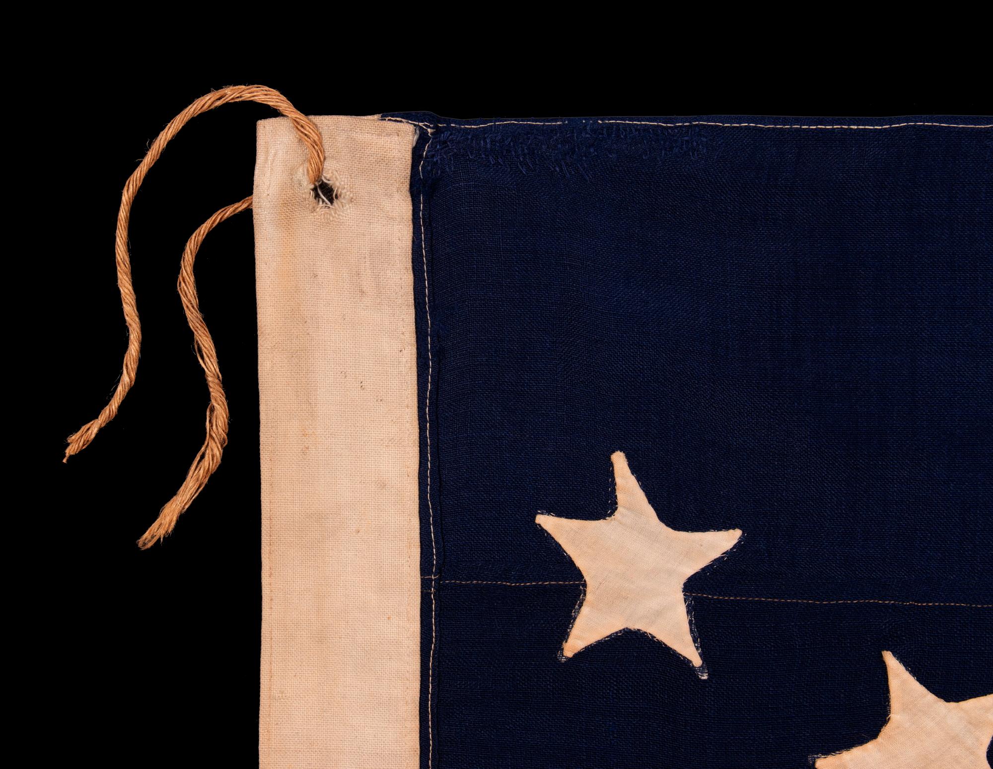 Wool 13 Star Antique American Flag with a Narrow Star Presentation, ca 1876 For Sale