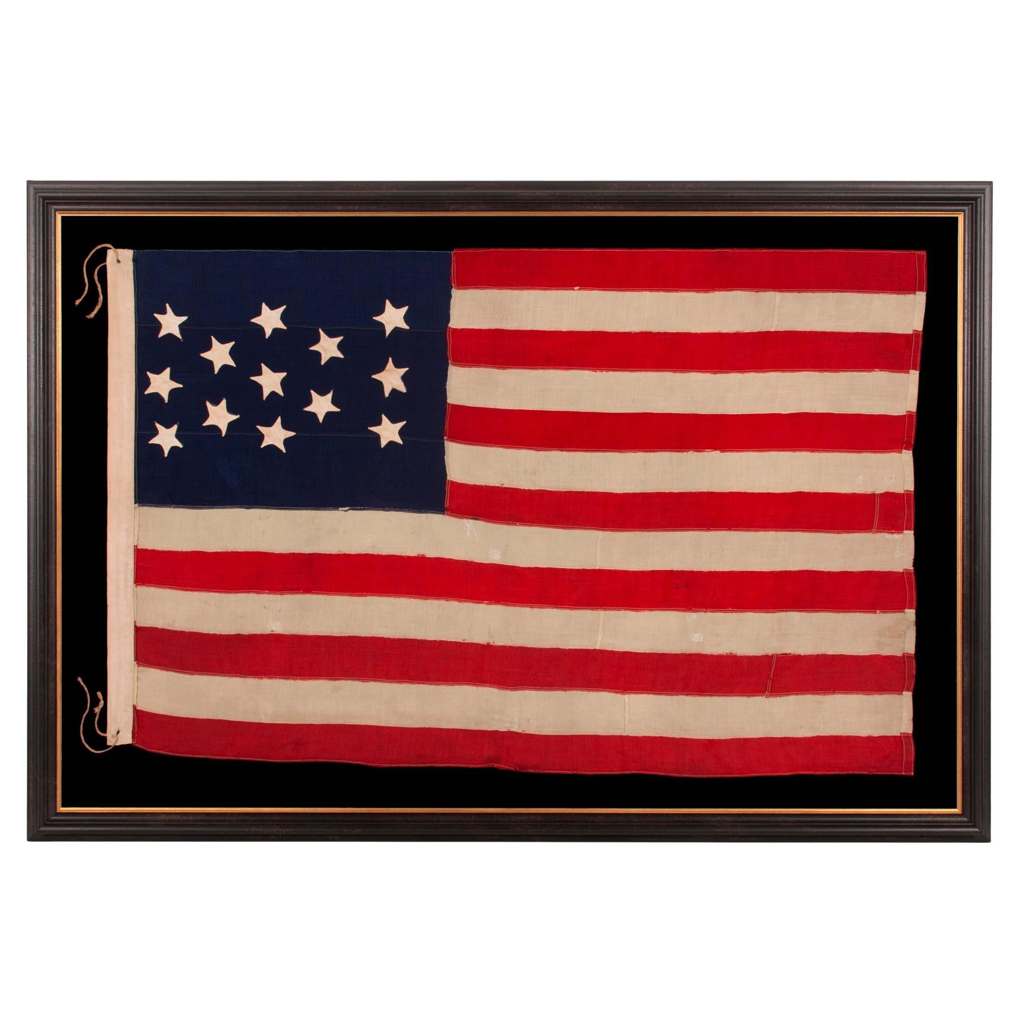 13 Star Antique American Flag with a Narrow Star Presentation, ca 1876