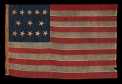 13 Star Antique American Flag with Hand-Sewn Stars in 5-3-5 Pattern, ca 1861-65