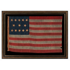 13 Star Used American Flag with Hand-Sewn Stars in 5-3-5 Pattern, ca 1861-65