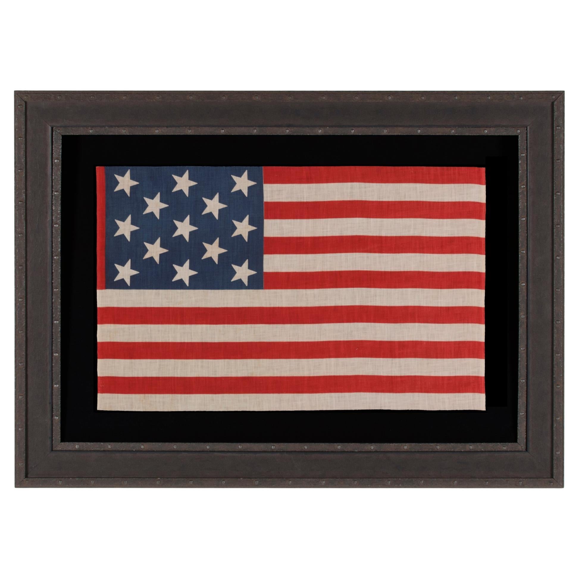 13 Star Antique American Parade Flag, Extremely Scarce, circa 1876-1889