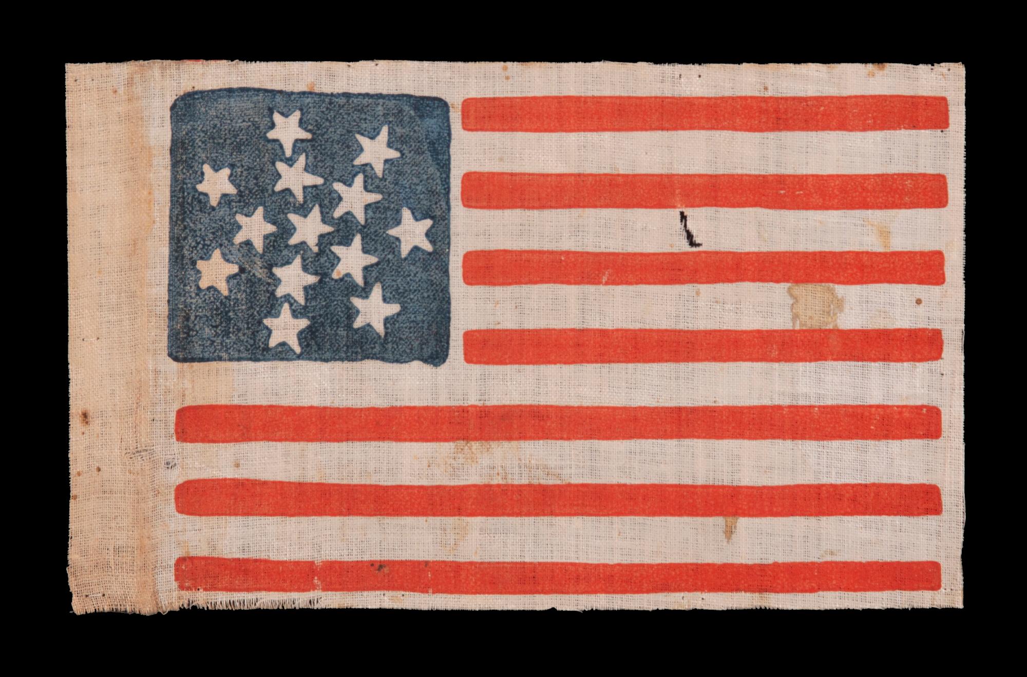13 Star Antique American Parade Flag with Star in Snowflake Pattern, ca 1861-65 In Good Condition In York County, PA