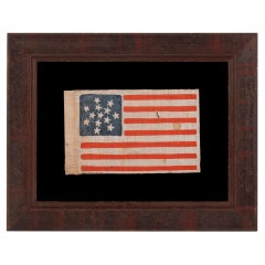 13 Star Antique American Parade Flag with Star in Snowflake Pattern, ca 1861-65