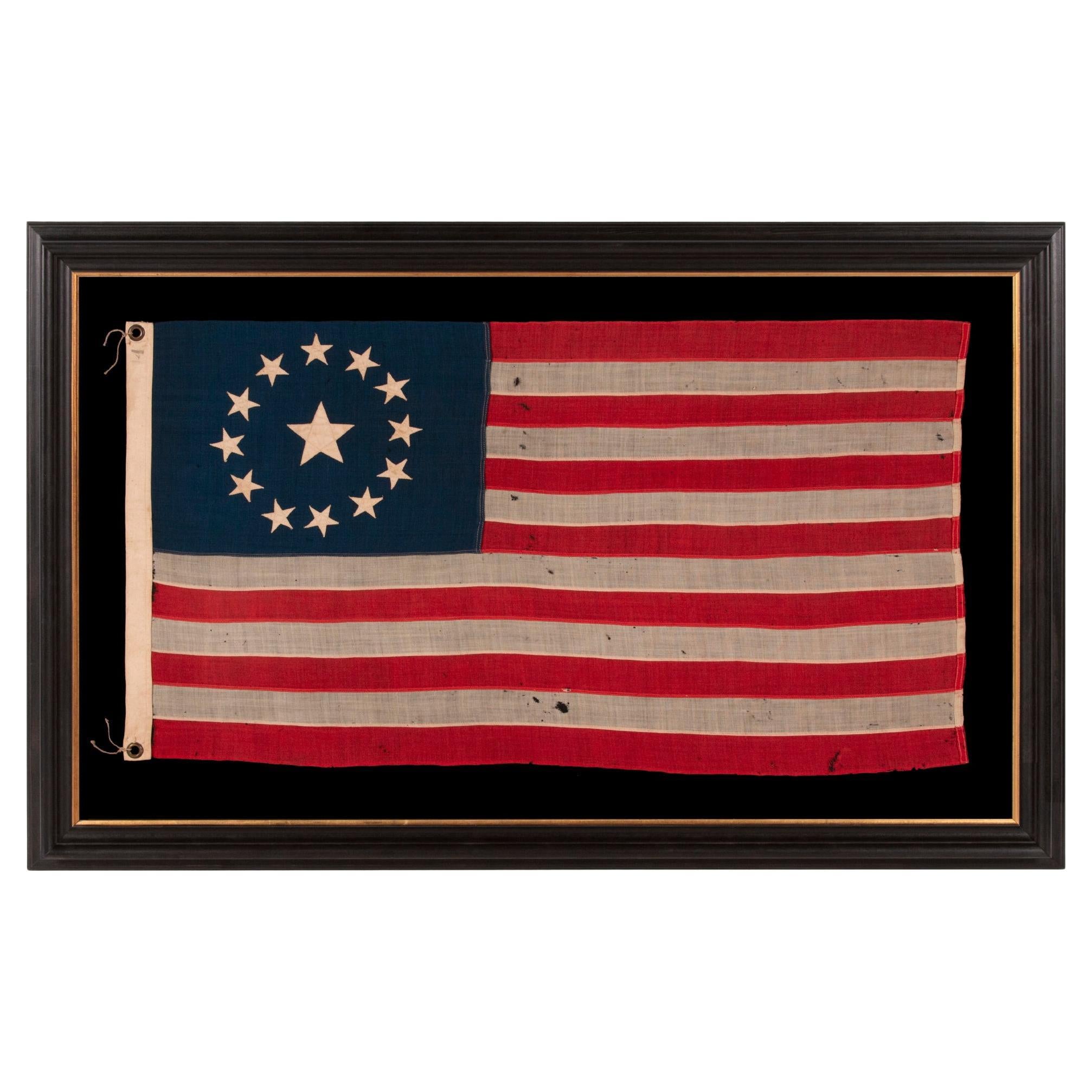 13 Star Antique American Flag, 3rd Maryland Design, Beautiful, Elongated Profile