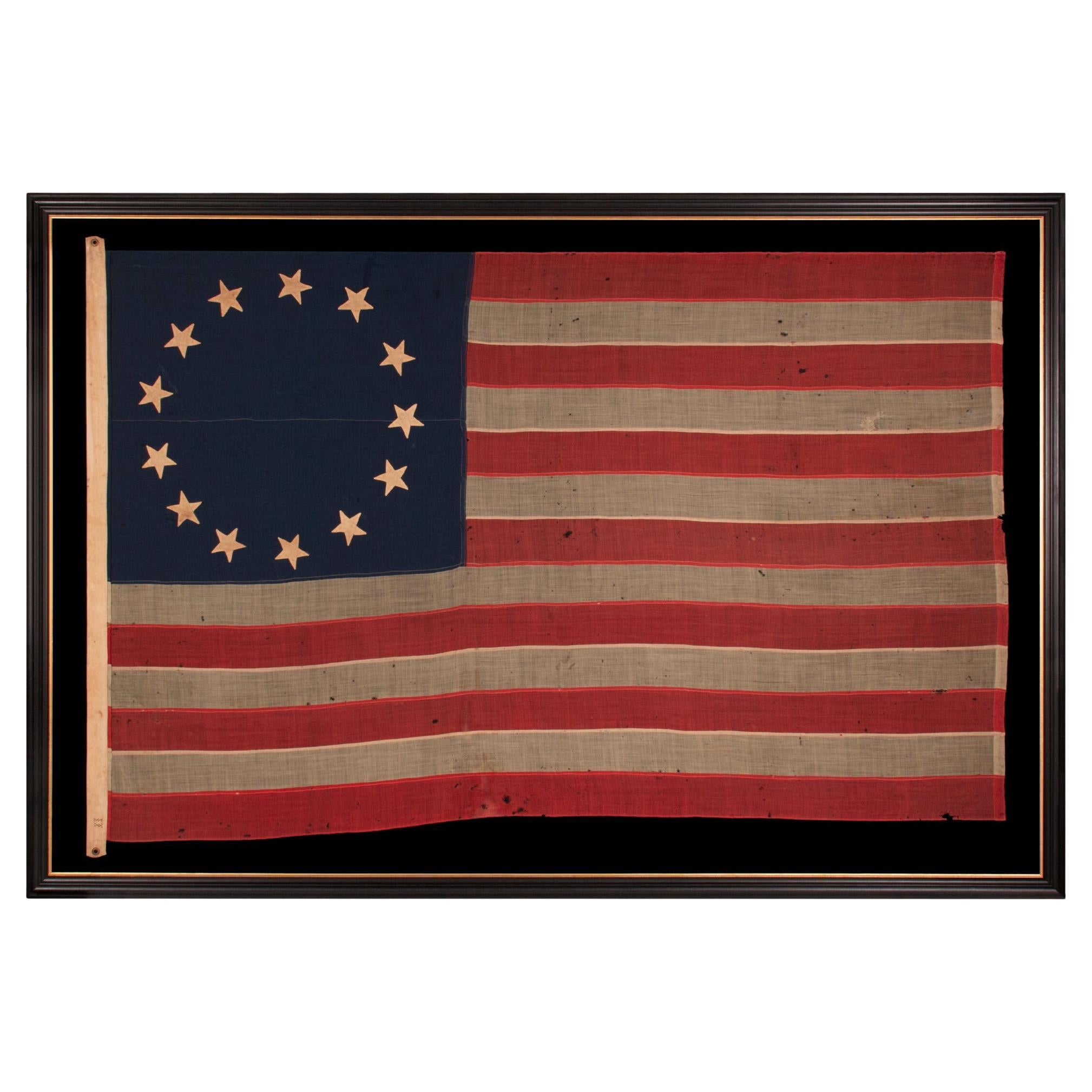 13 Star Antique American Flag in the Betsy Ross Pattern, ca 1861-1865