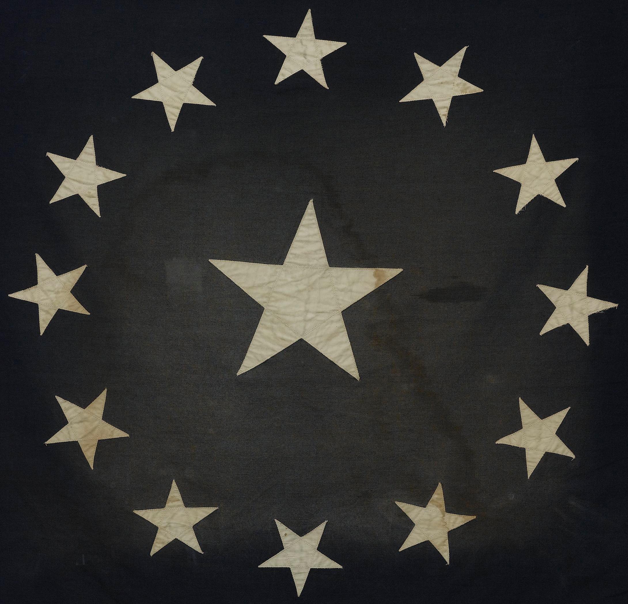 Dyed 13-Star Canton, from a Cowpen's-Stye American Flag, 19th Century
